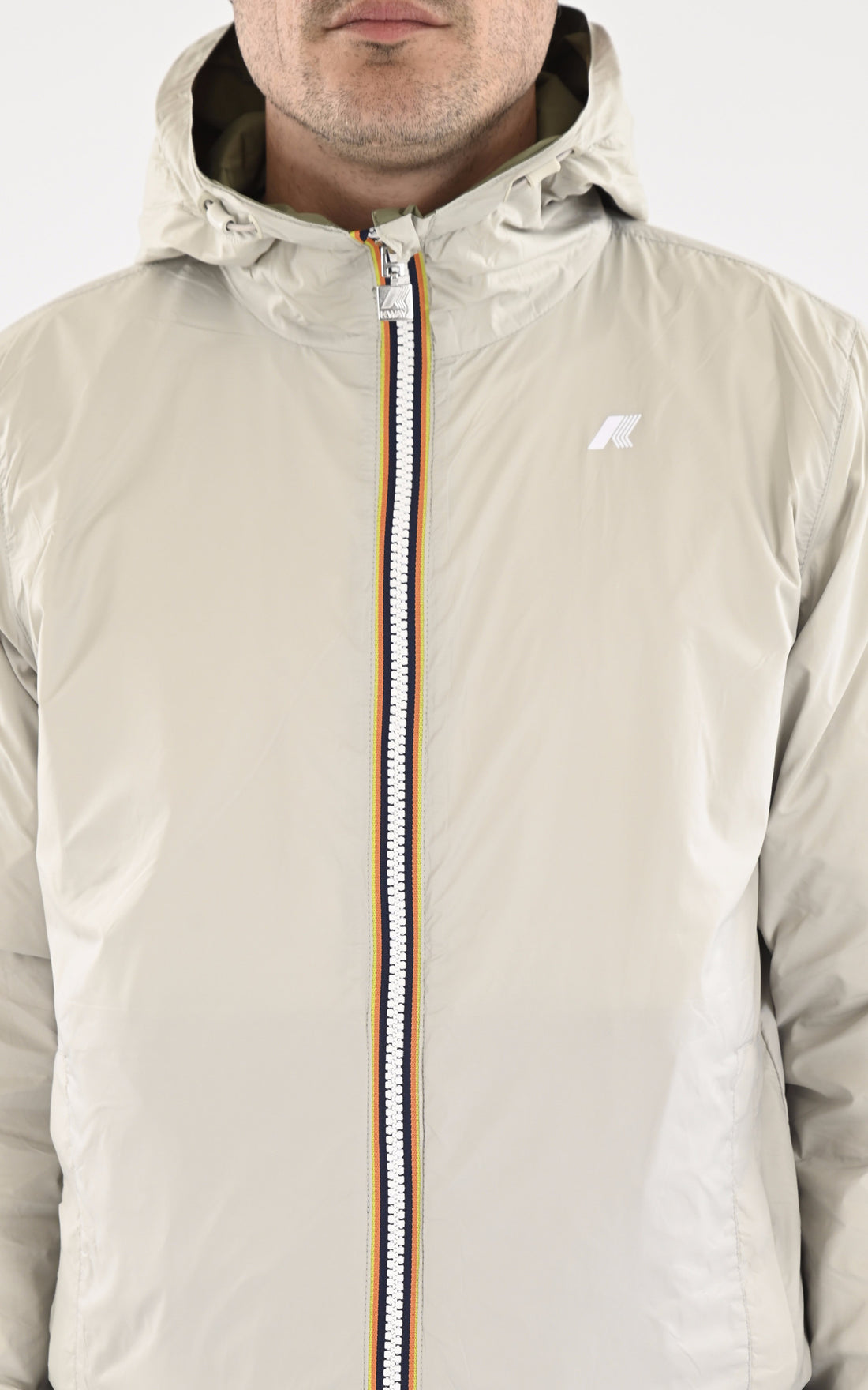 A "JACK ECO PLUS DOUBLE K2124EW" Beige K-Way Blouson Homme opened photo