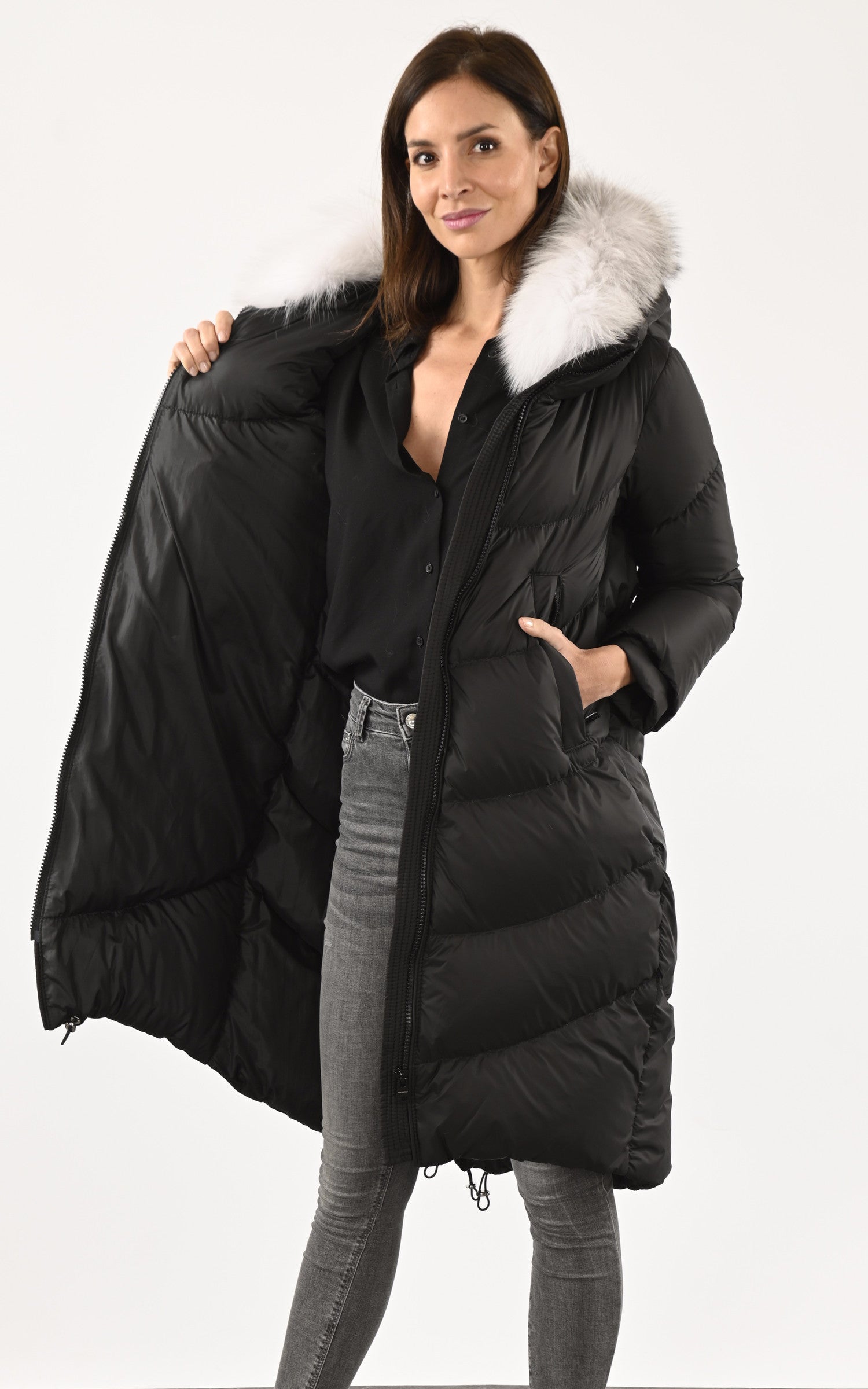 A "CLIZIONE" Noir Flo&Clo 7/8 Doudoune Femme interior photo 3