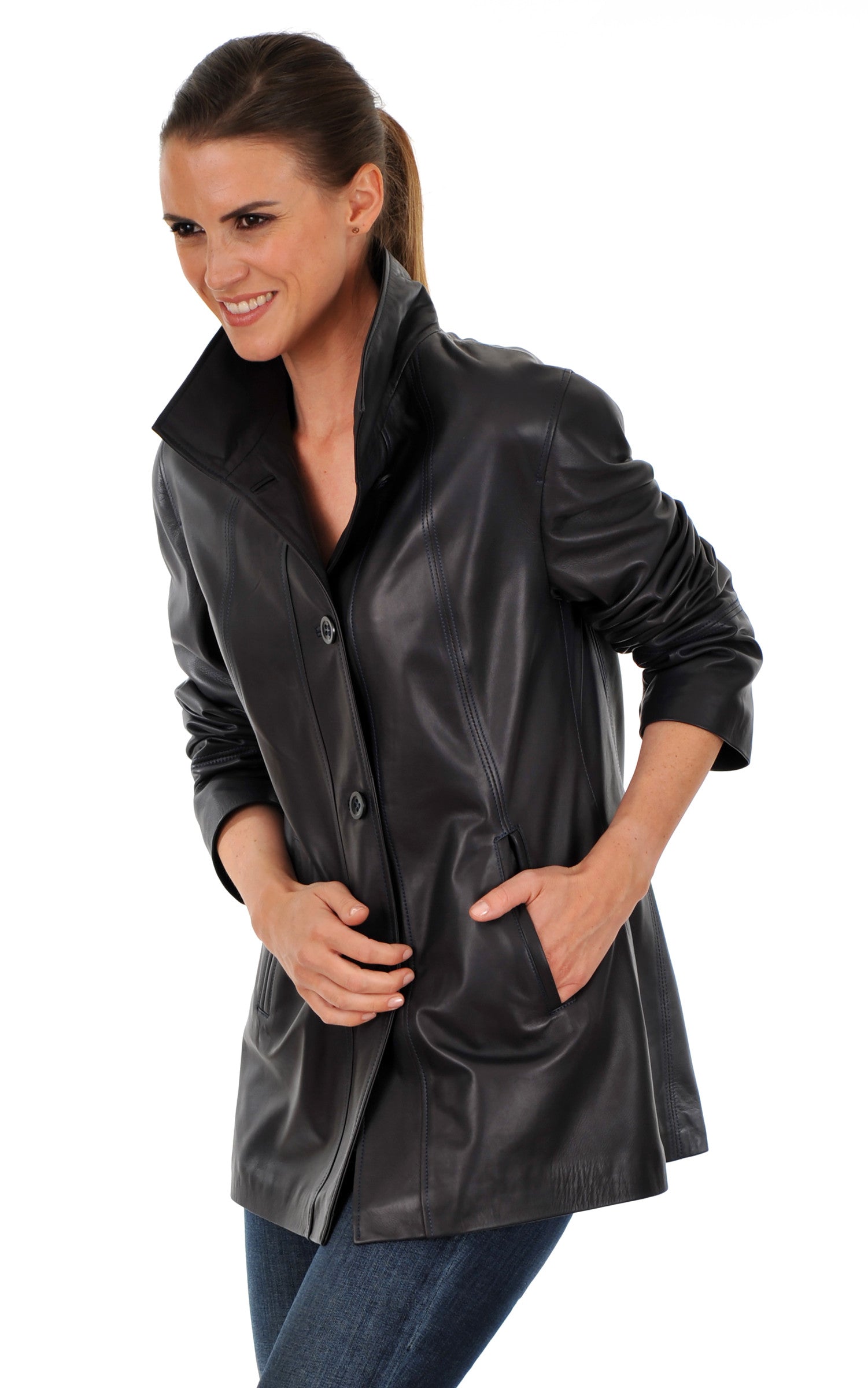 A "GLORIA" Bleu La Canadienne Veste Femme closed photo
