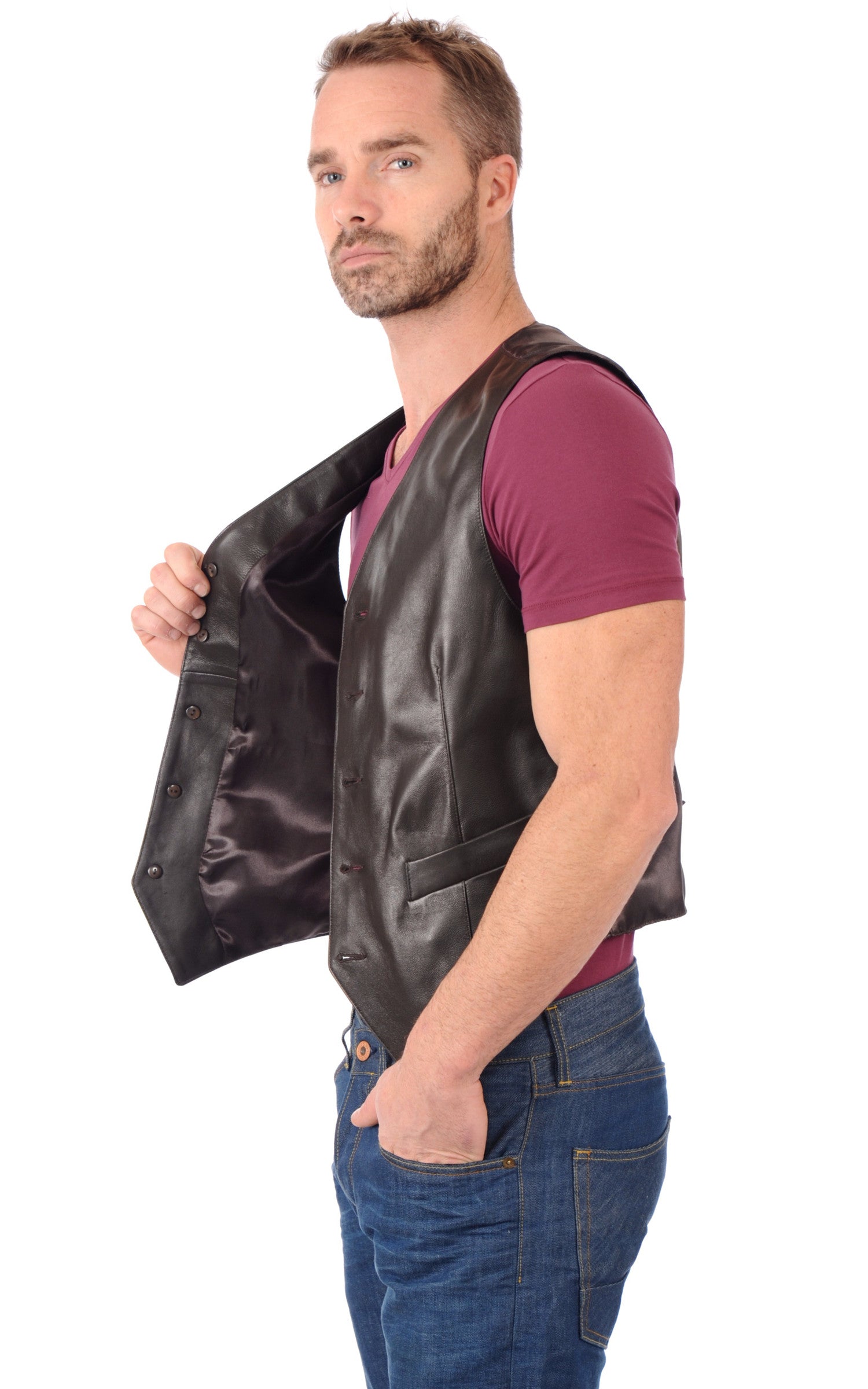 A "GILET" Marron La Canadienne Gilet Homme interior photo 3
