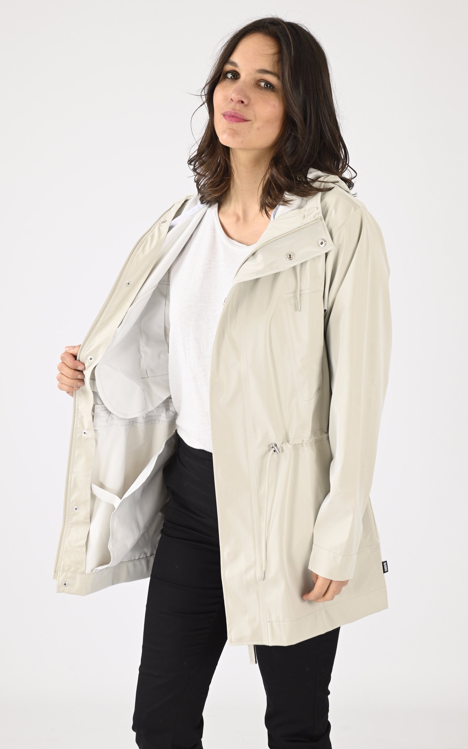 A "12110 BOLD LONG JACKET" Gris Clair Rains 3/4 Mixte interior photo