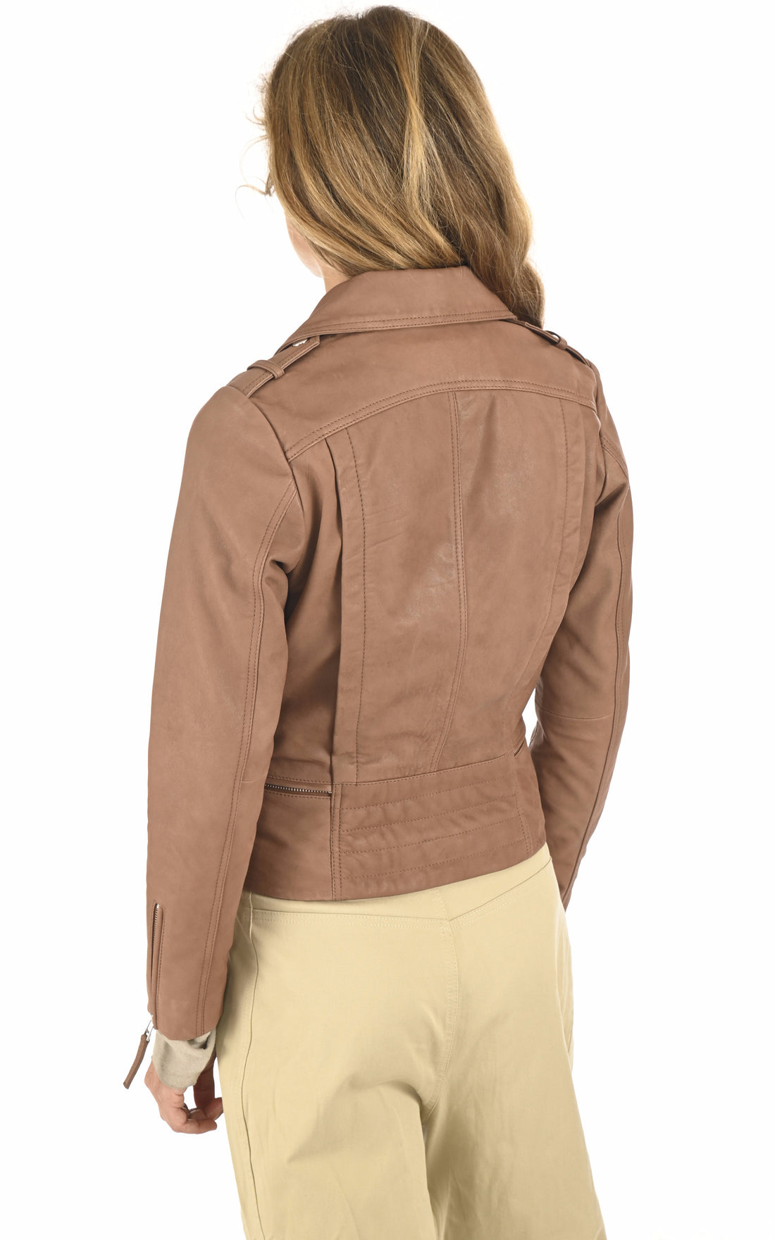 A "NAINA" Camel La Canadienne Blouson Femme opened photo