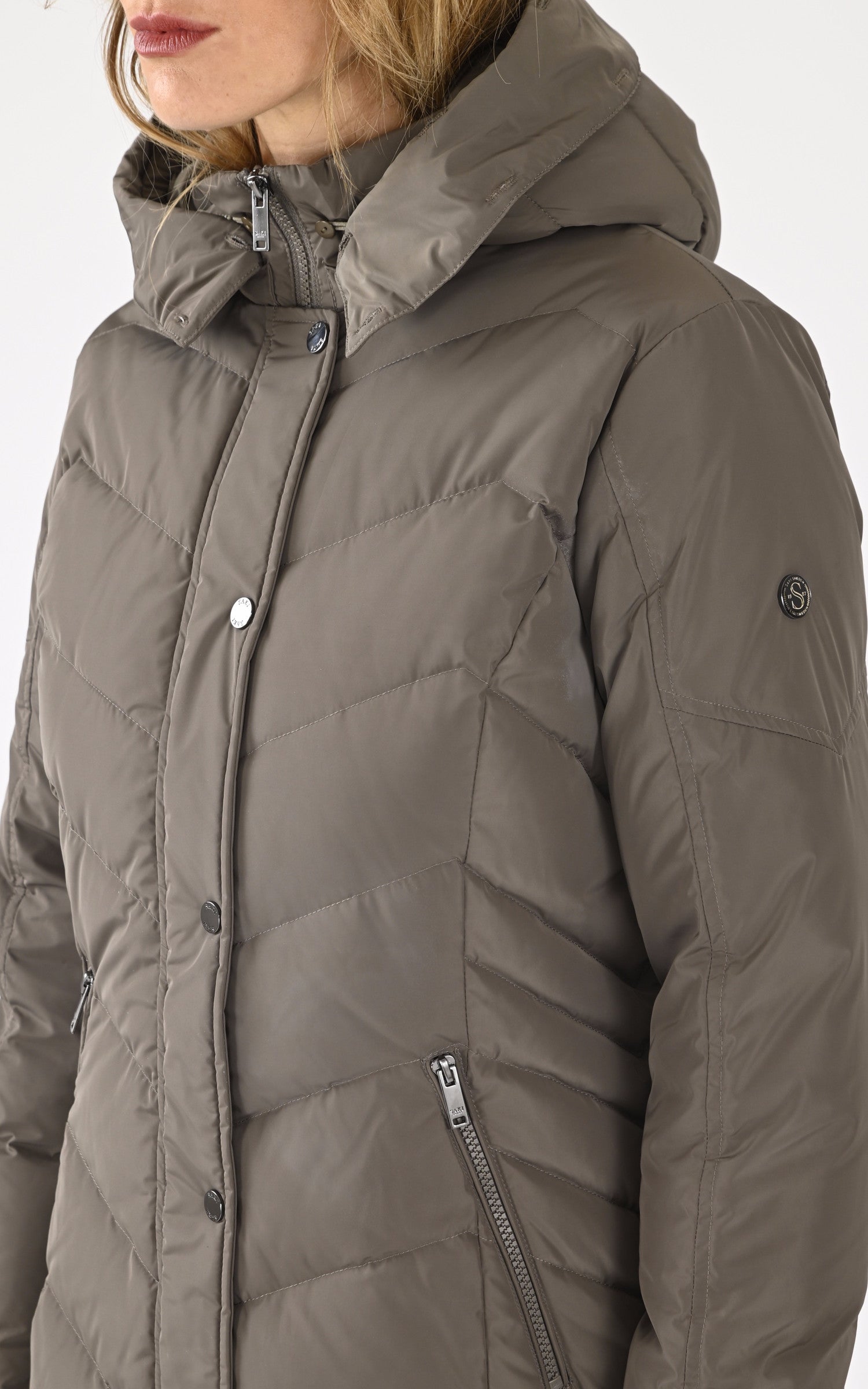 A "JEMMA 11568" Taupe Saki 3/4 Doudoune Femme details photo 5