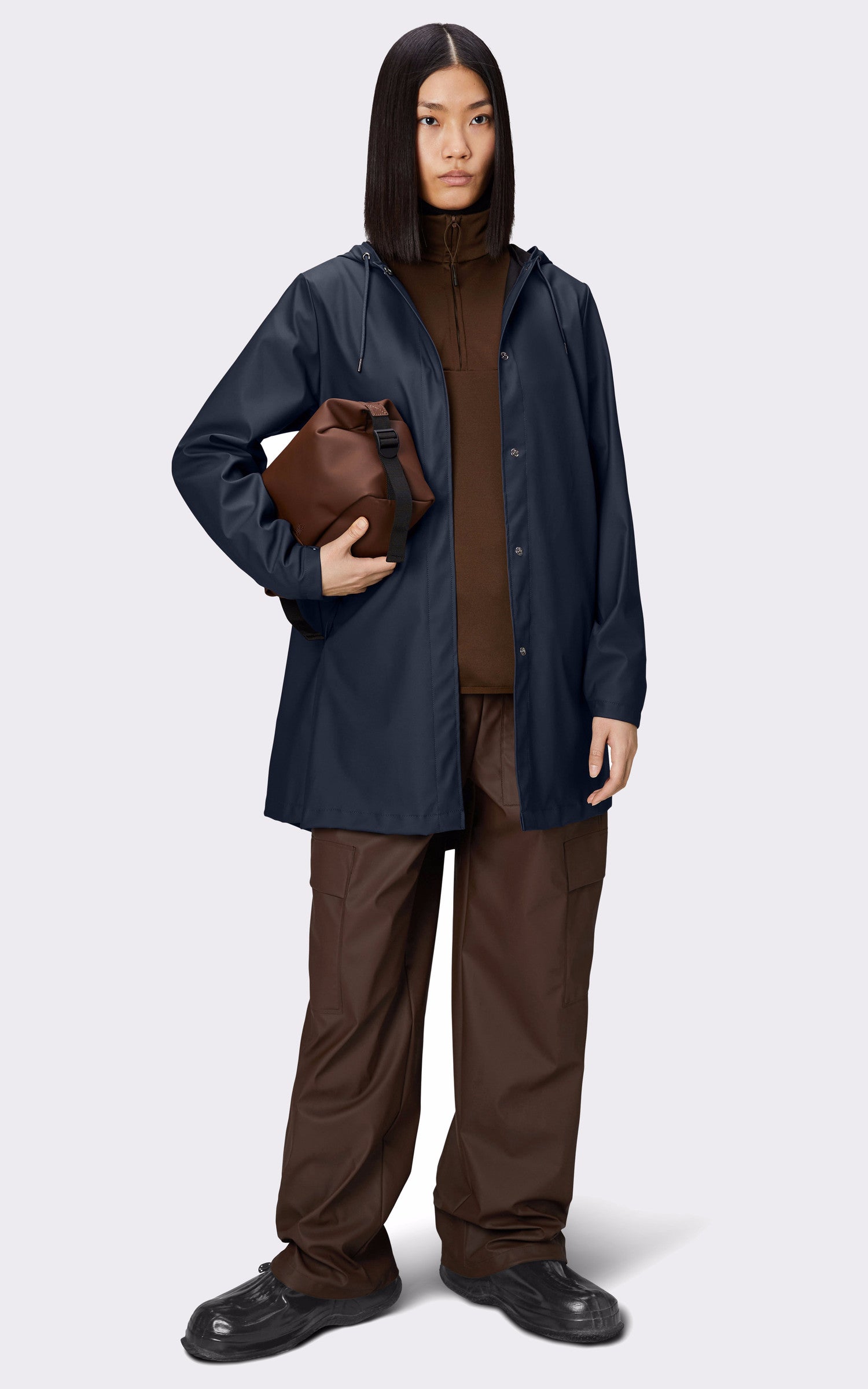 A "18050 A-LINE JACKET" Marine Rains 3/4 Femme interior photo