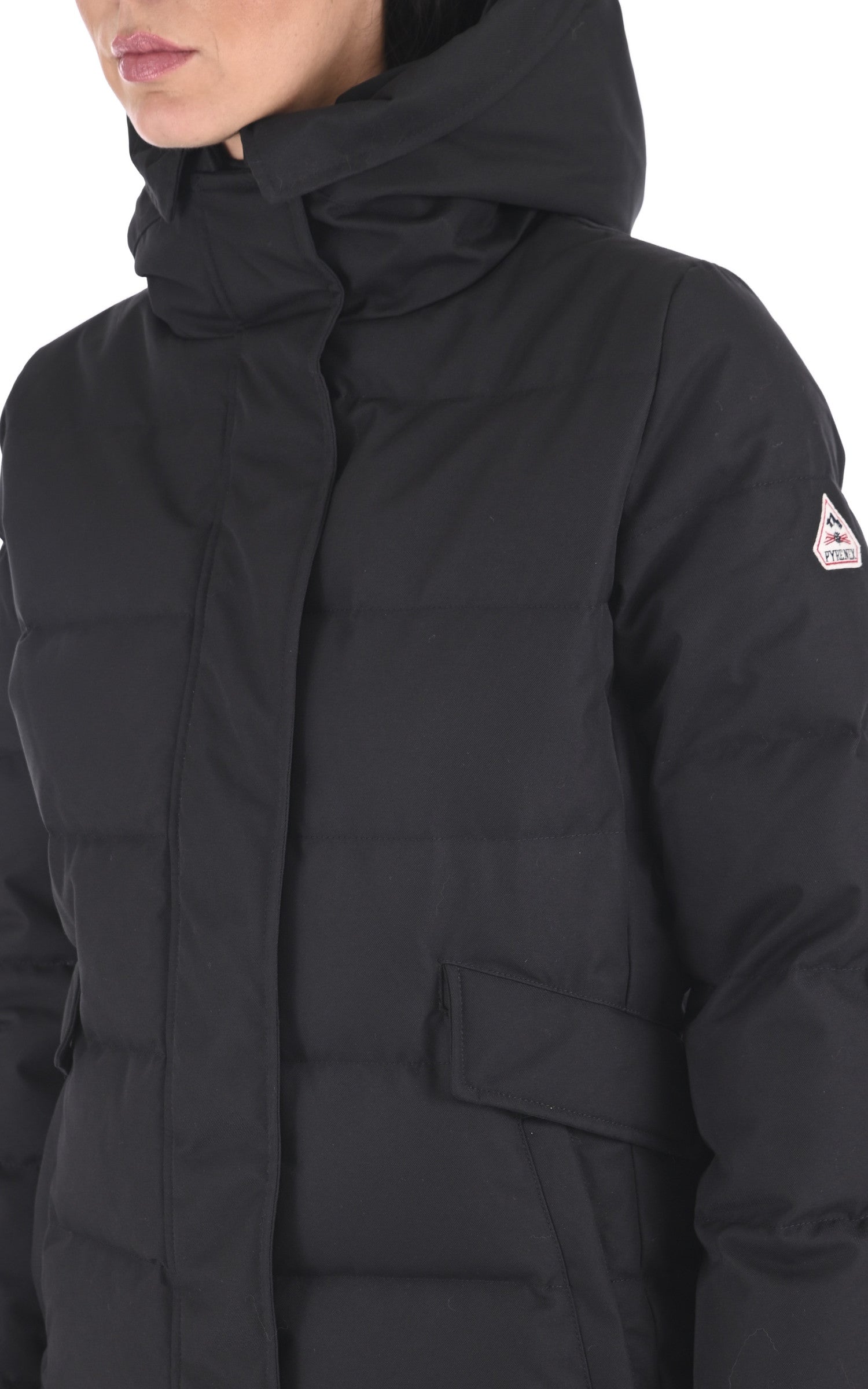 A "GRENOBLE FUR" Noir Pyrenex 3/4 Doudoune Femme details photo 5