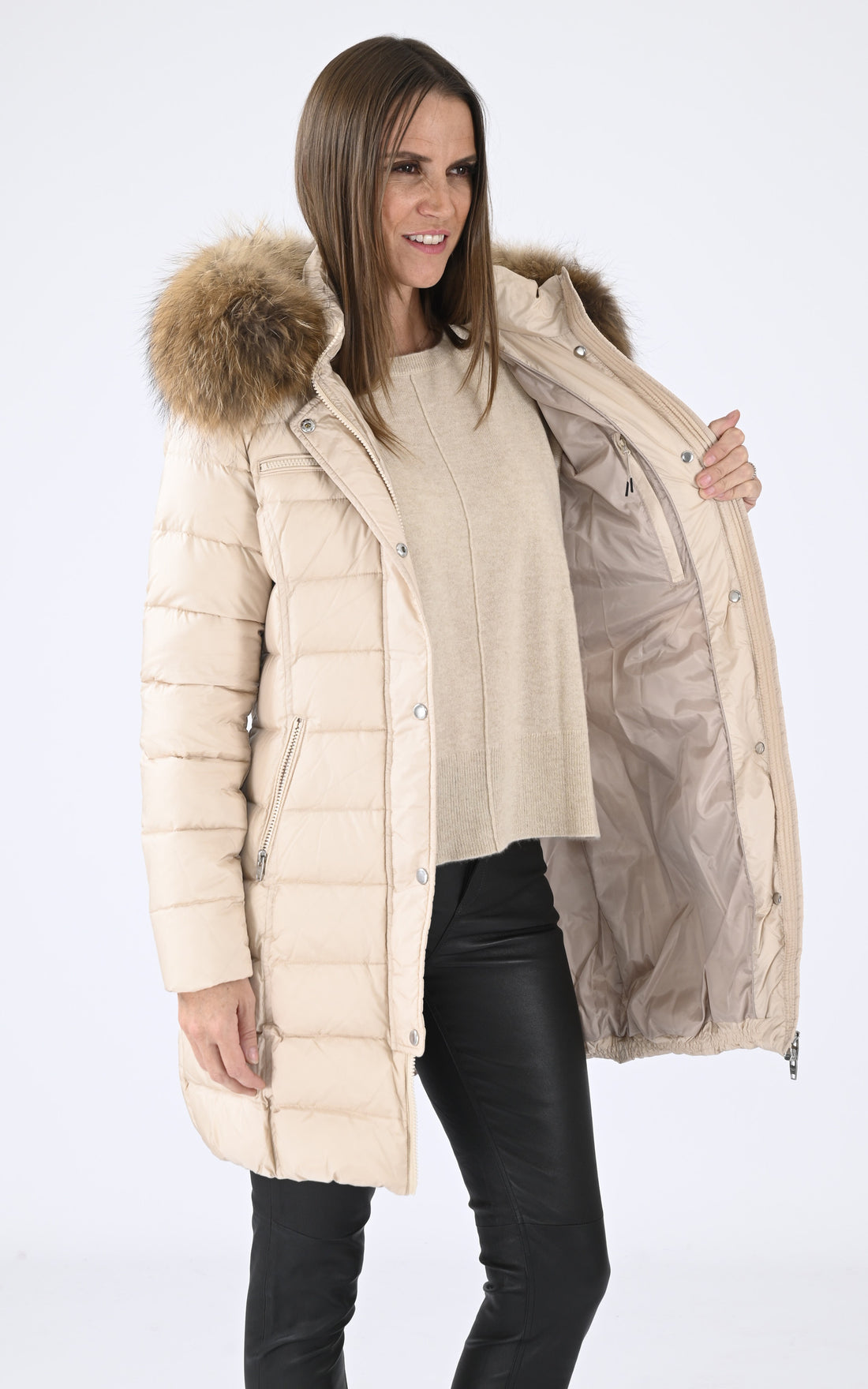 A "JOYCE COAT 22567-3021" Ecru Rock and Blue 3/4 Doudoune Femme opened photo
