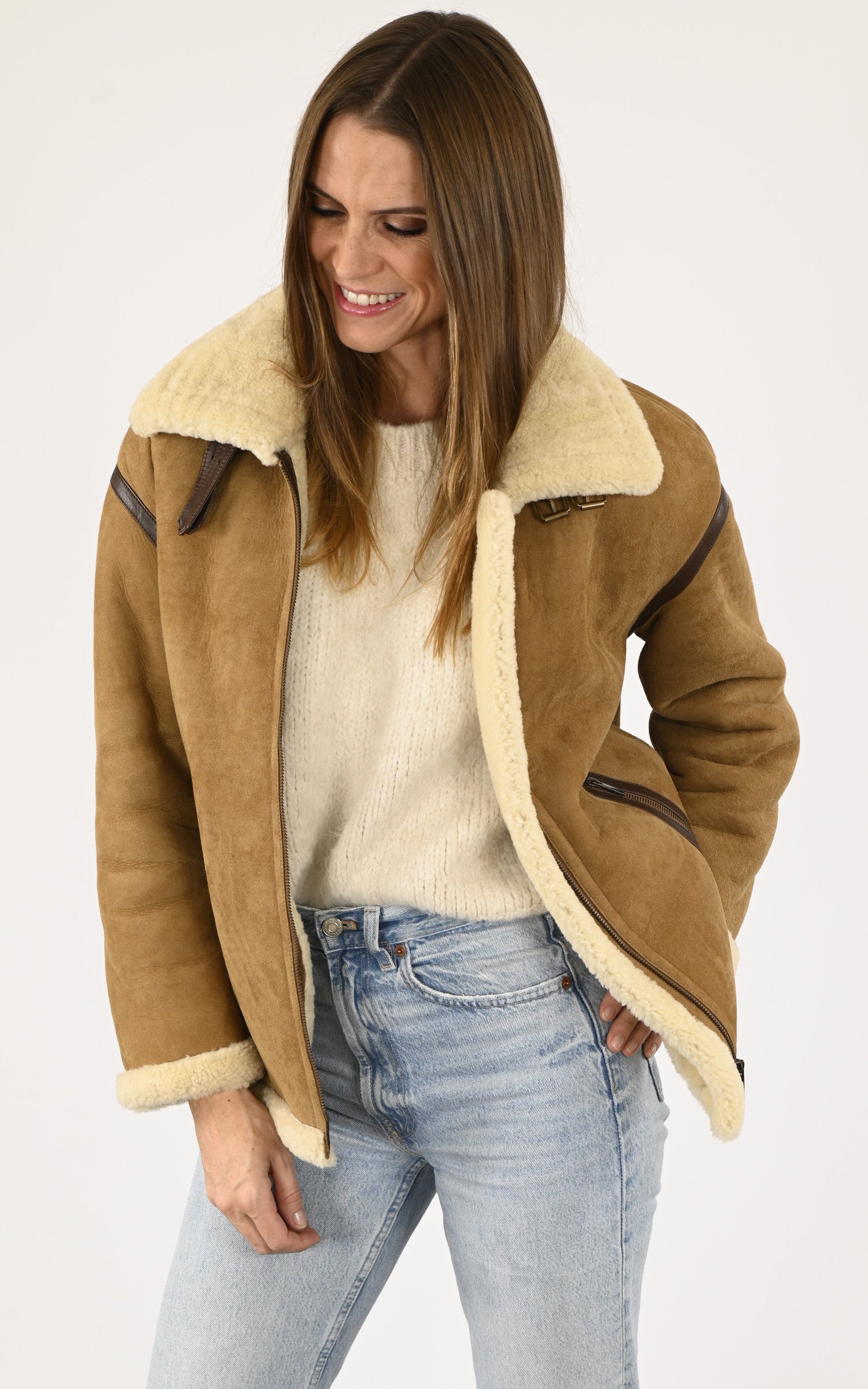 A "ELISA" Camel La Canadienne Veste Femme closed photo