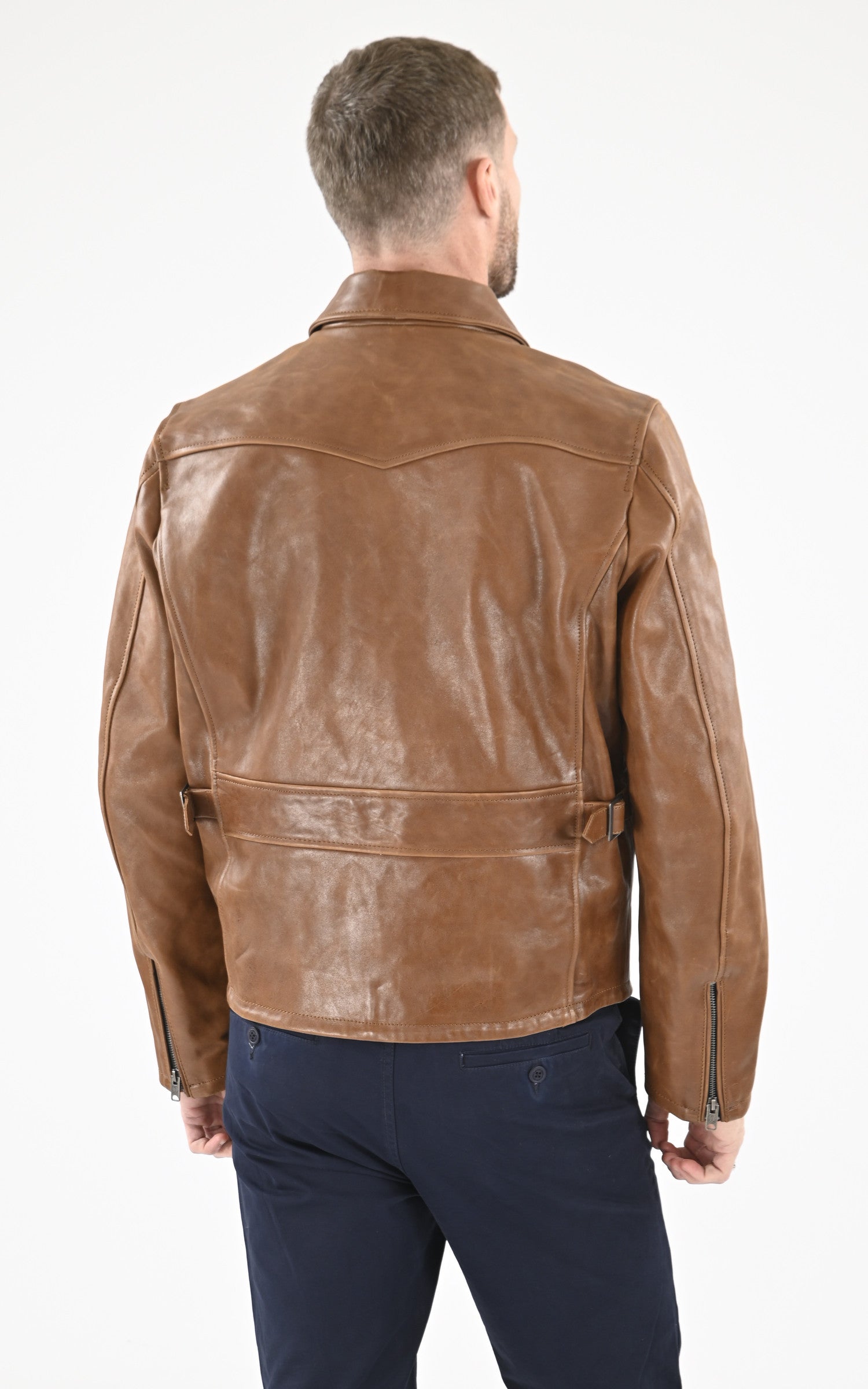 A "GAMBLER 103687" Cognac Iron&Resin Blouson Homme back photo