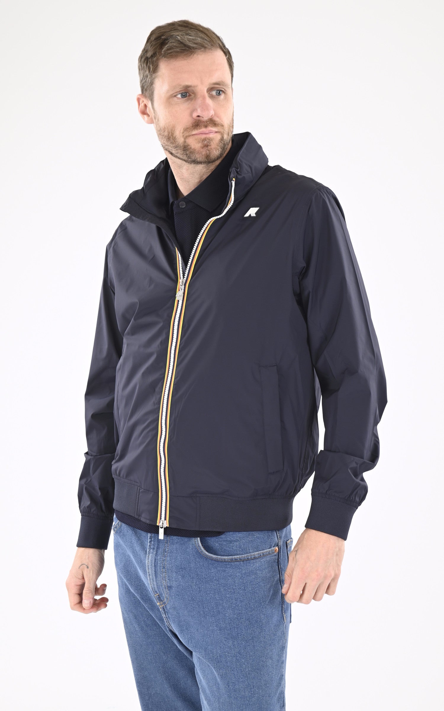 A "AMAURY STRETCH K3123VW" Bleu K-Way Blouson Homme closed photo