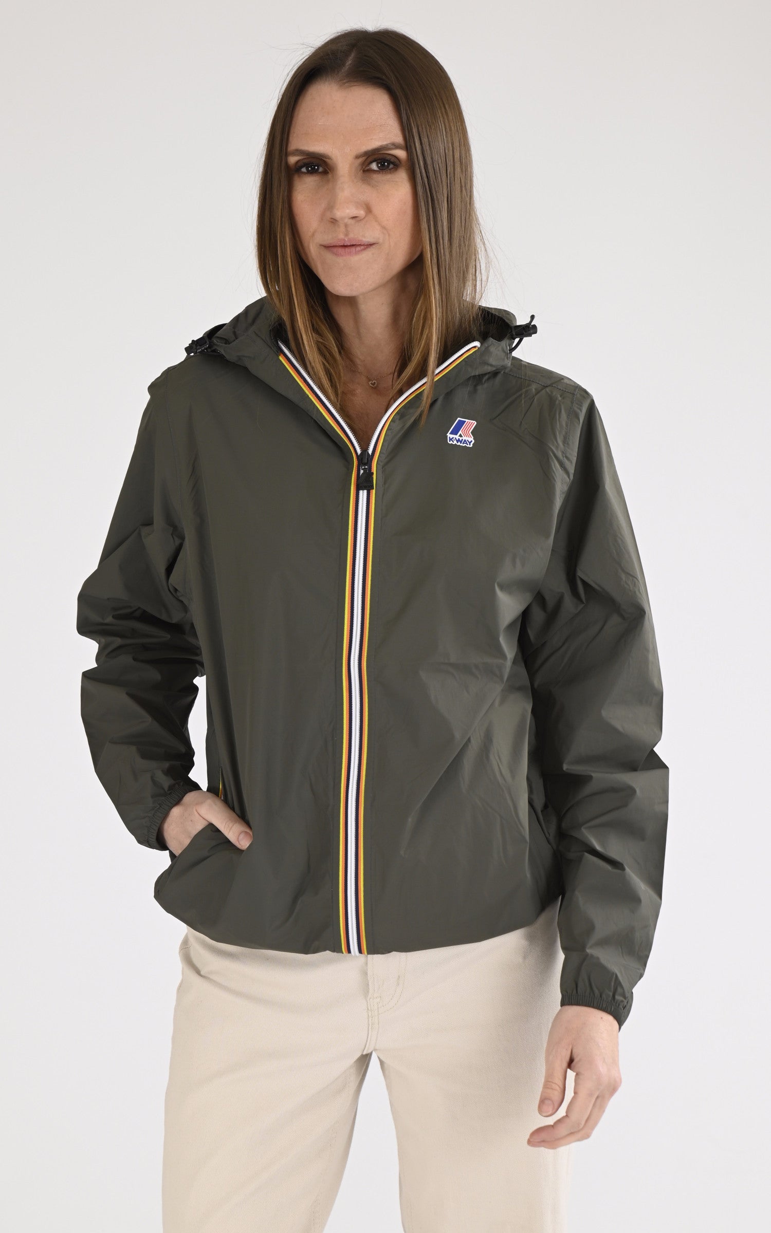 A "CLAUDE K2123ZW" Kaki K-Way Blouson Mixte closed photo