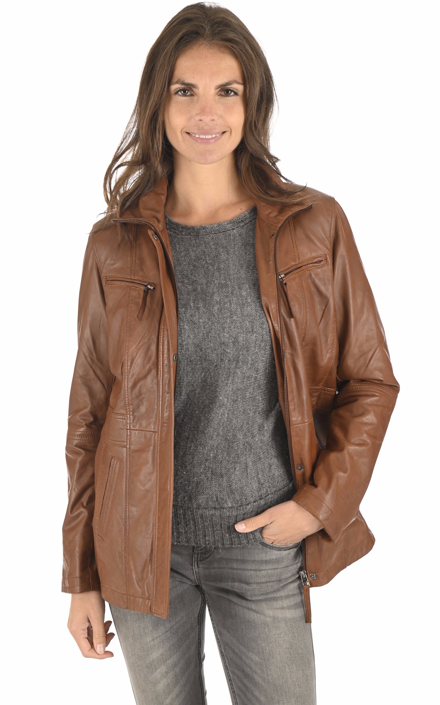 A "ZURICH-3" Cognac La Canadienne Veste Femme opened photo