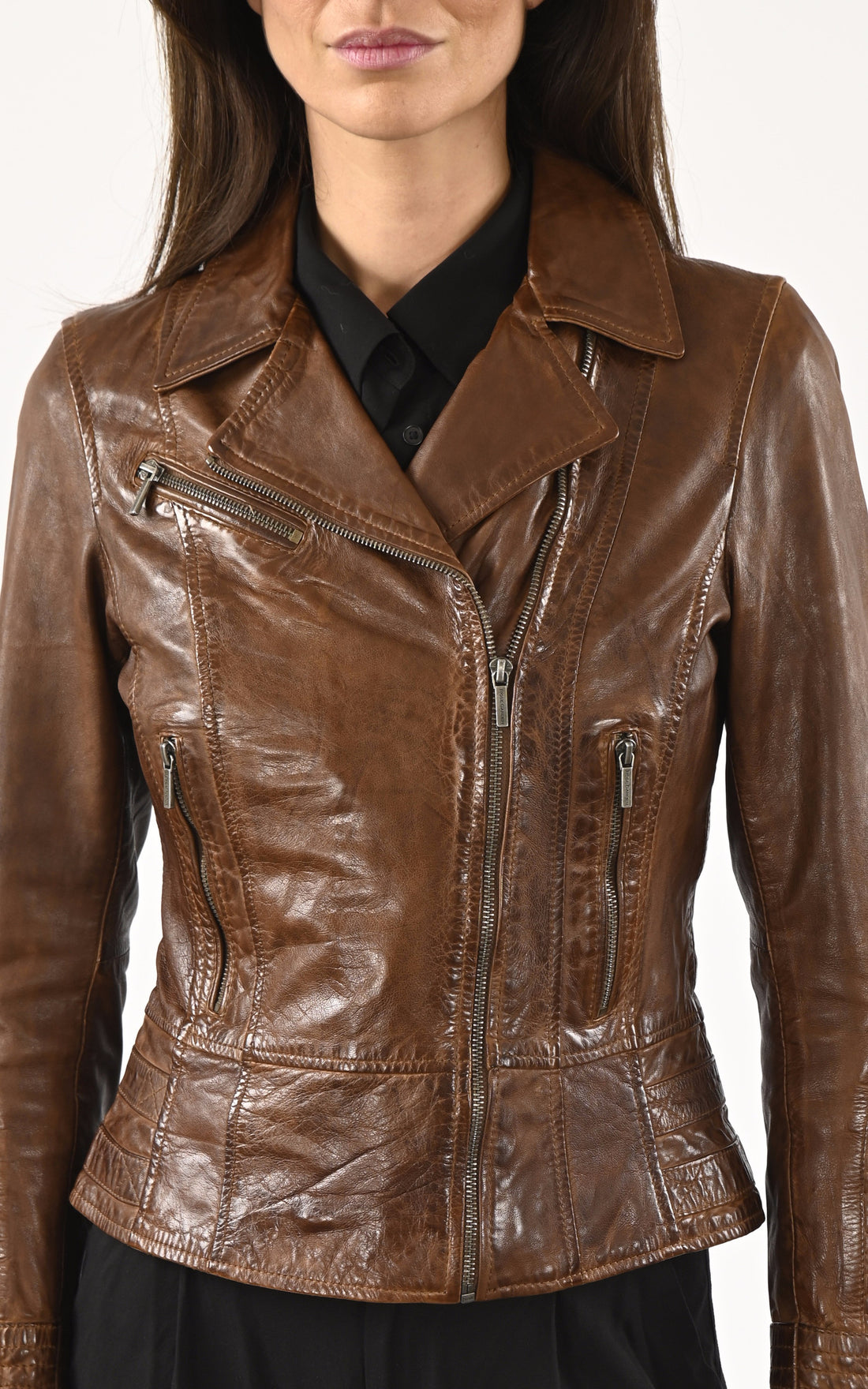 A "JULIETTE" Cognac Rose Garden Blouson Femme opened photo