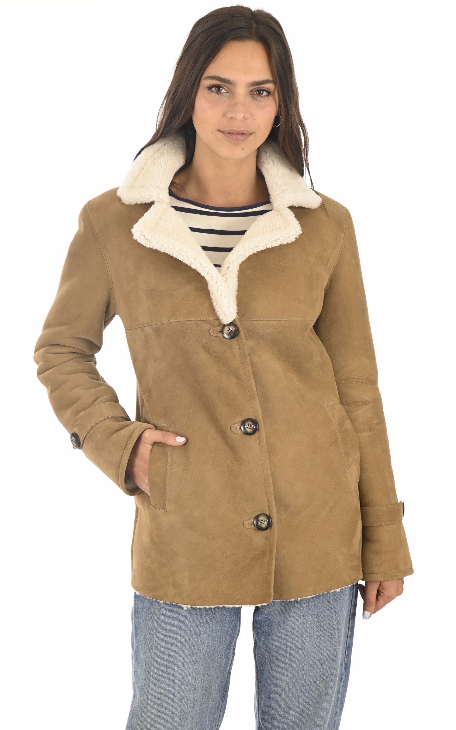 A "ARIA FF 70" Camel La Canadienne Veste Femme closed photo
