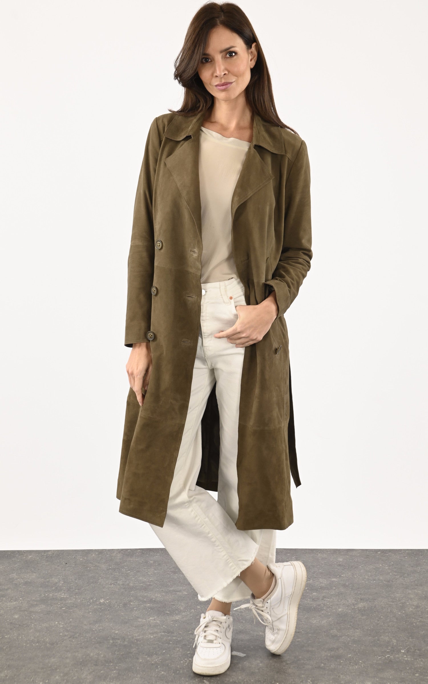 Trench daim Anis kaki Serge Pariente La Canadienne