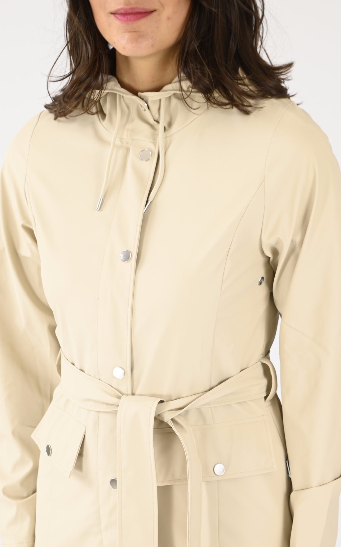 A "12100 CURVE JACKET" Beige Rains 3/4 Femme opened photo
