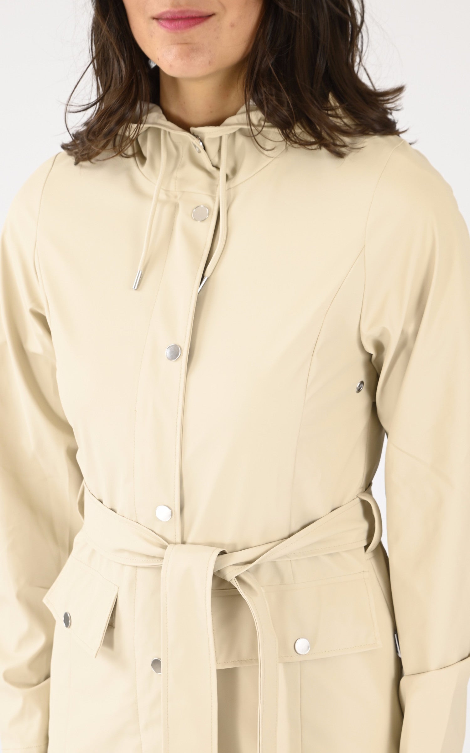A "12100 CURVE JACKET" Beige Rains 3/4 Femme details photo