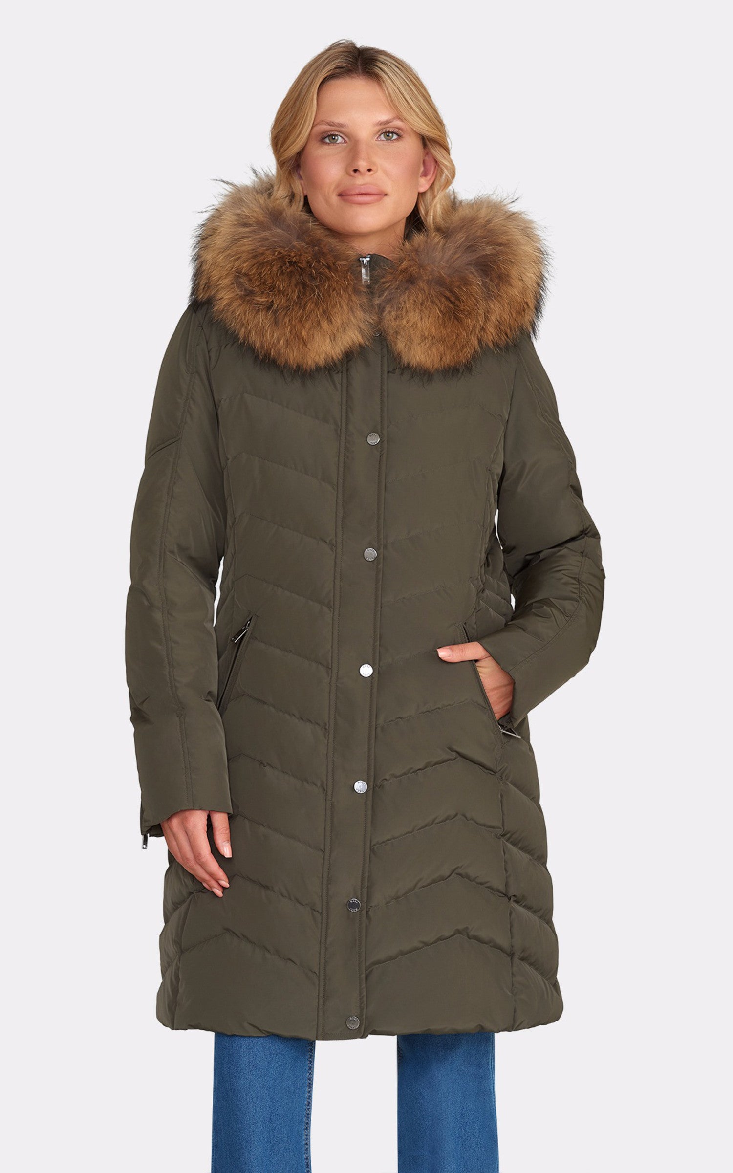 A "JEMMA 11568" Kaki Saki 3/4 Doudoune Femme opened photo 1