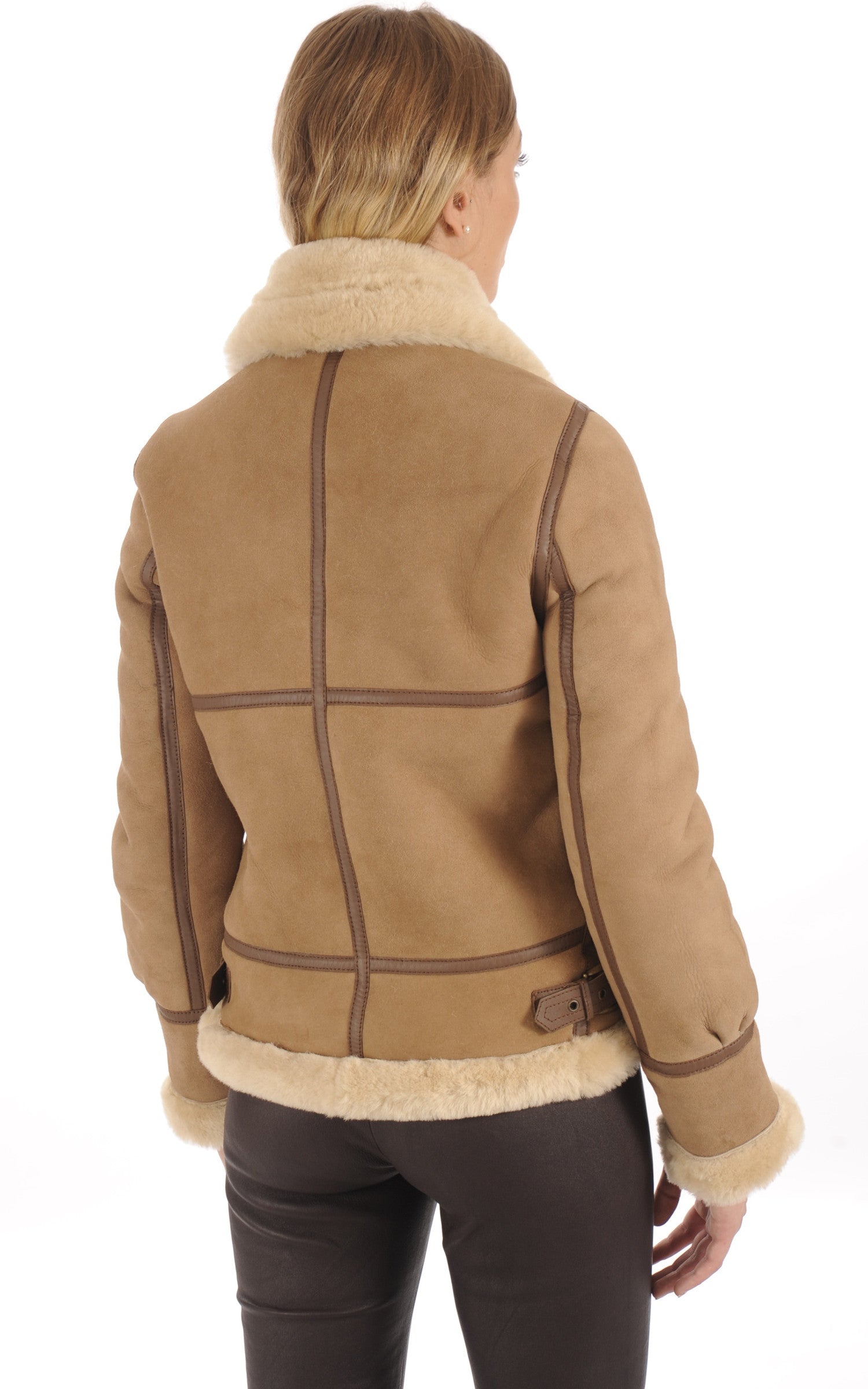 A "LCW1255A" Camel Schott Bombardier Femme back photo