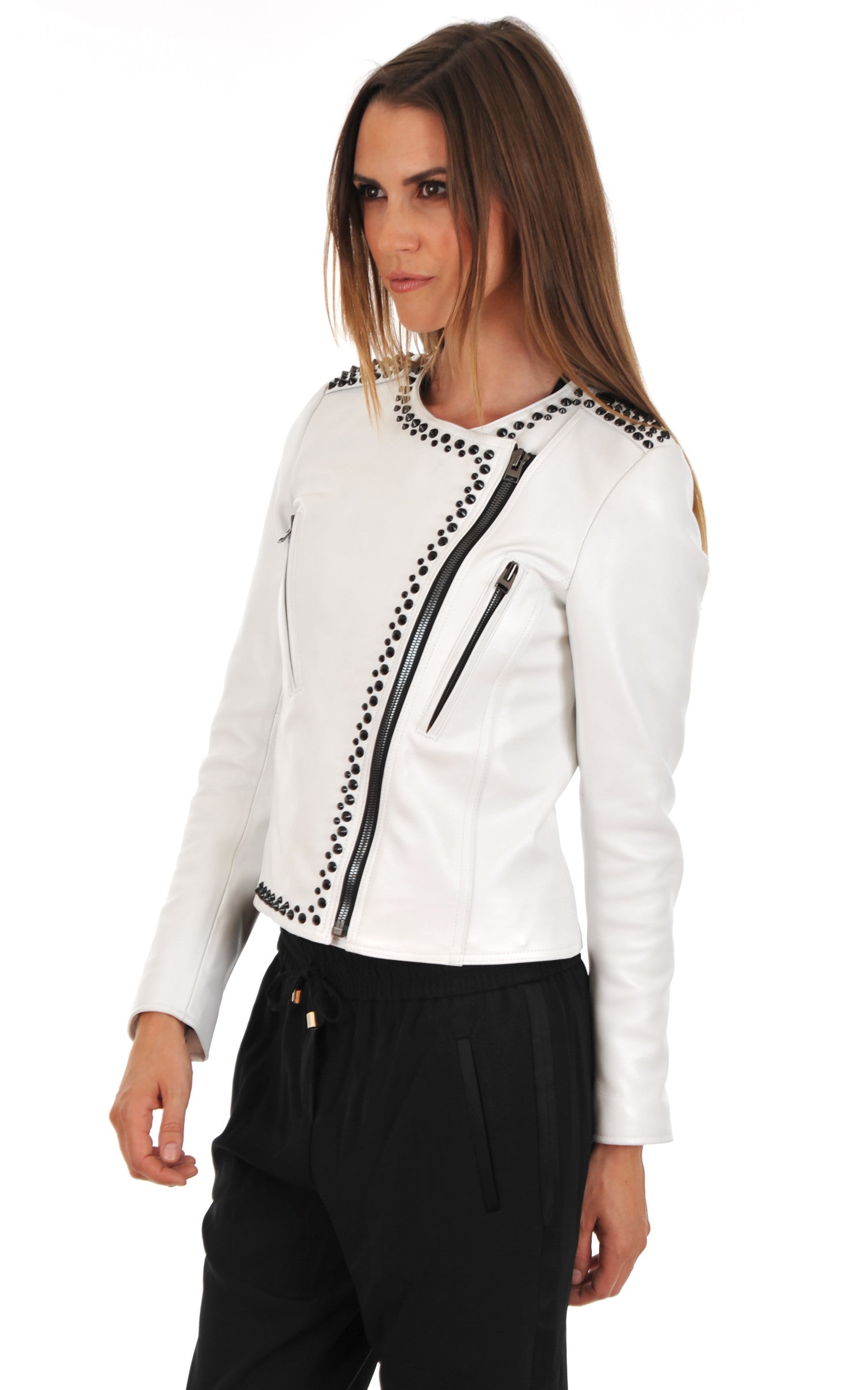 A "MURIELLE CLOUX GRIFFES FF" Blanc La Canadienne Blouson Femme closed photo