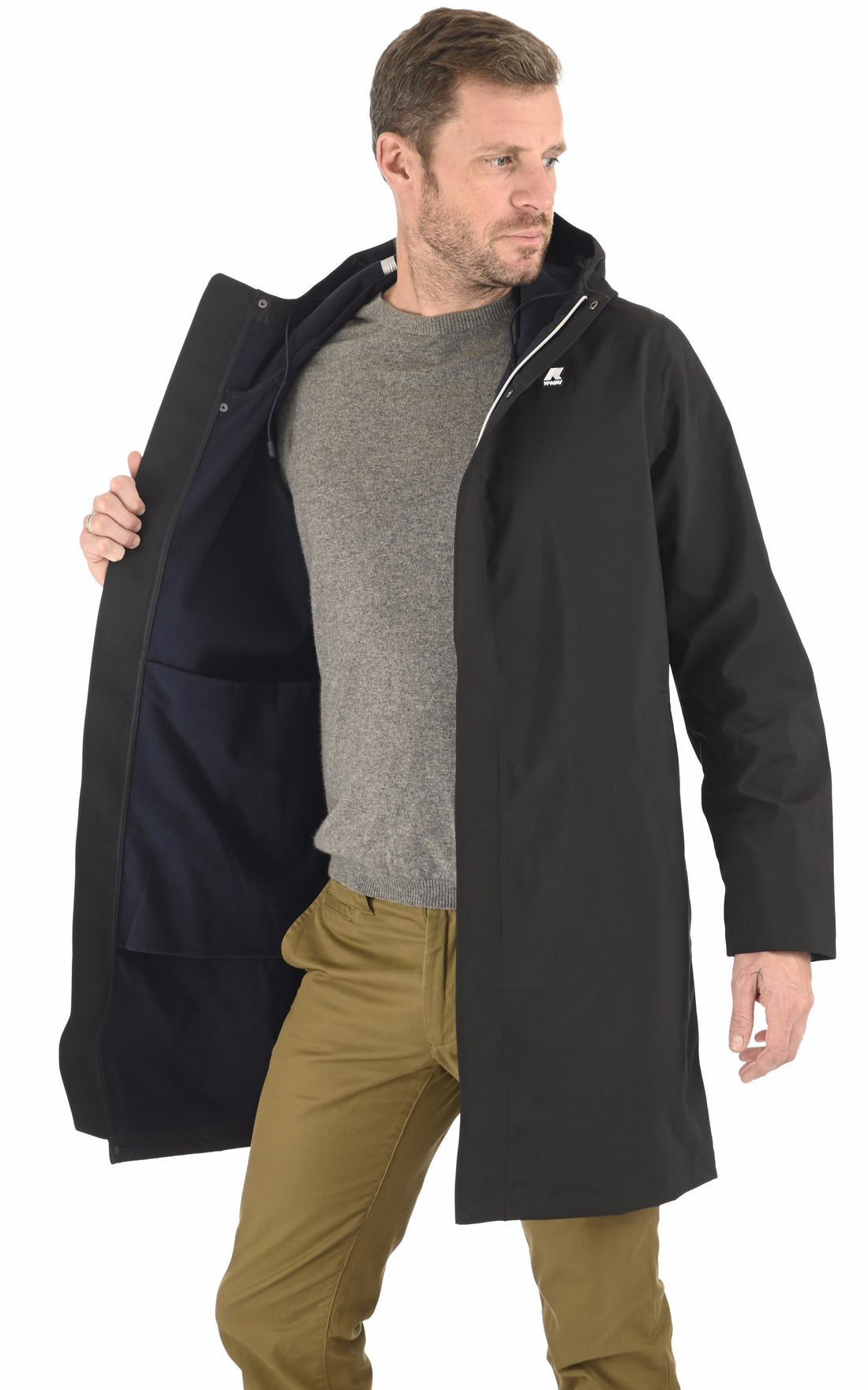 A "THOMAS BONDED K7126WW" Noir K-Way 3/4 Homme opened photo