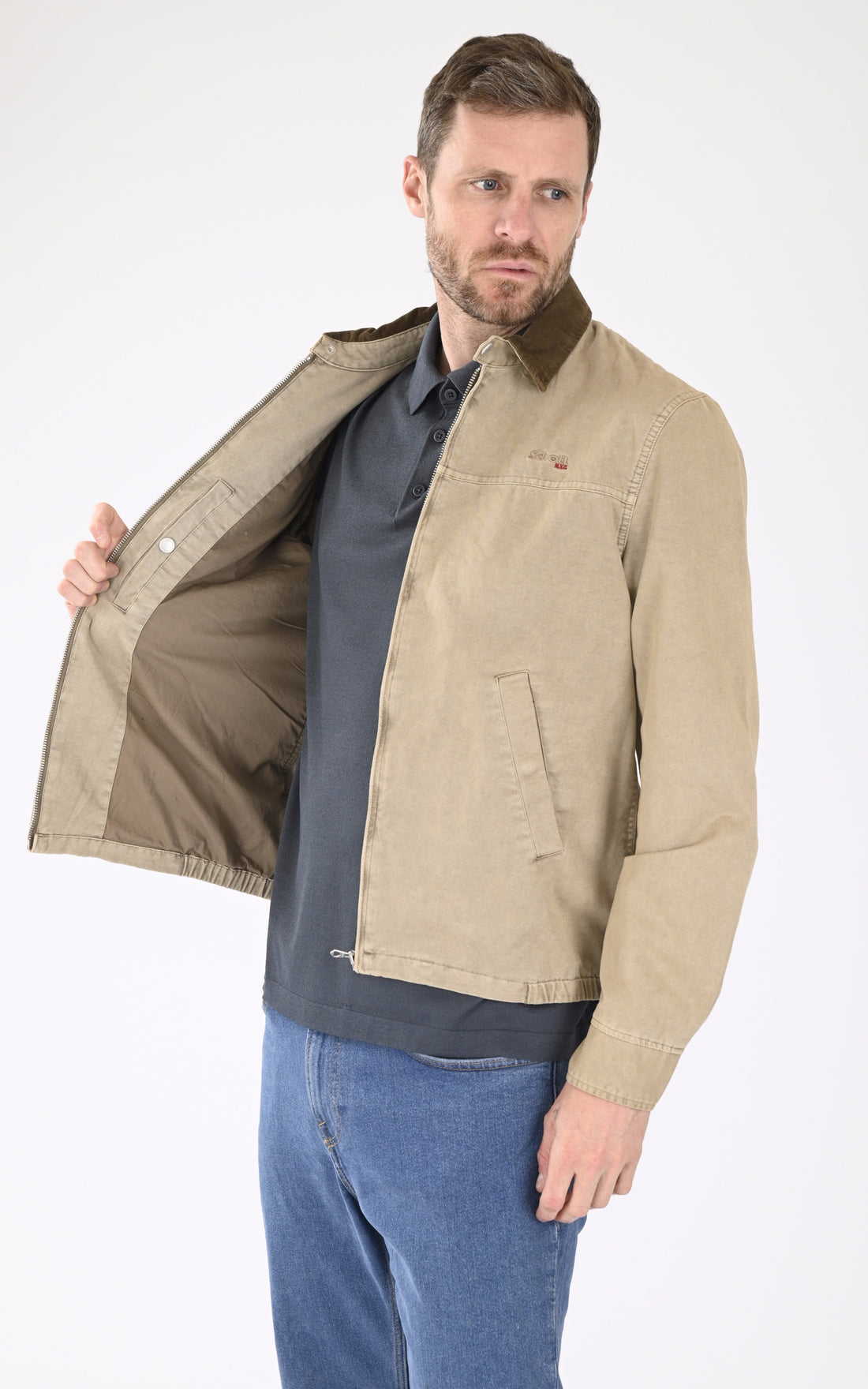 A "CADAMS WASH" Taupe Schott Blouson Homme opened photo