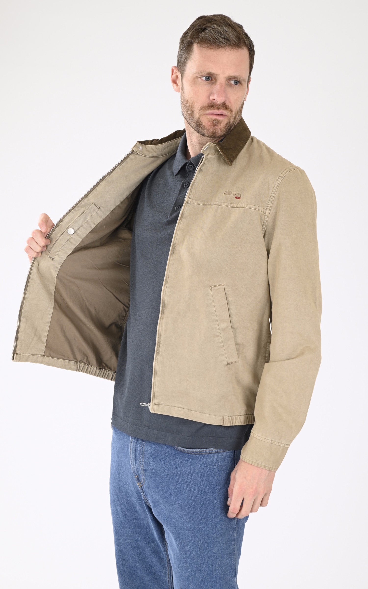 A "CADAMS WASH" Taupe Schott Blouson Homme interior photo 3