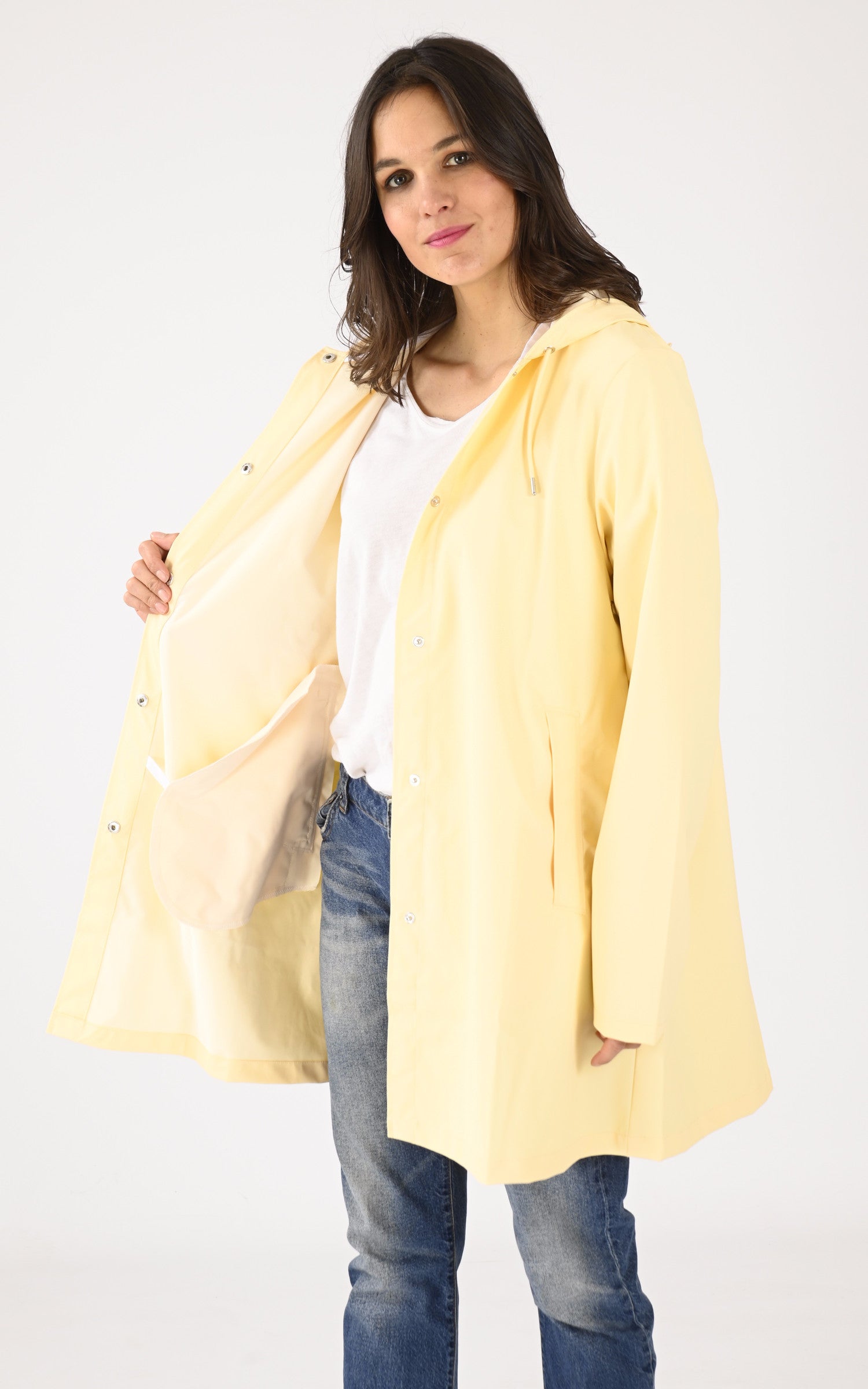 A "18050 A-LINE JACKET" Jaune Rains 3/4 Femme interior photo