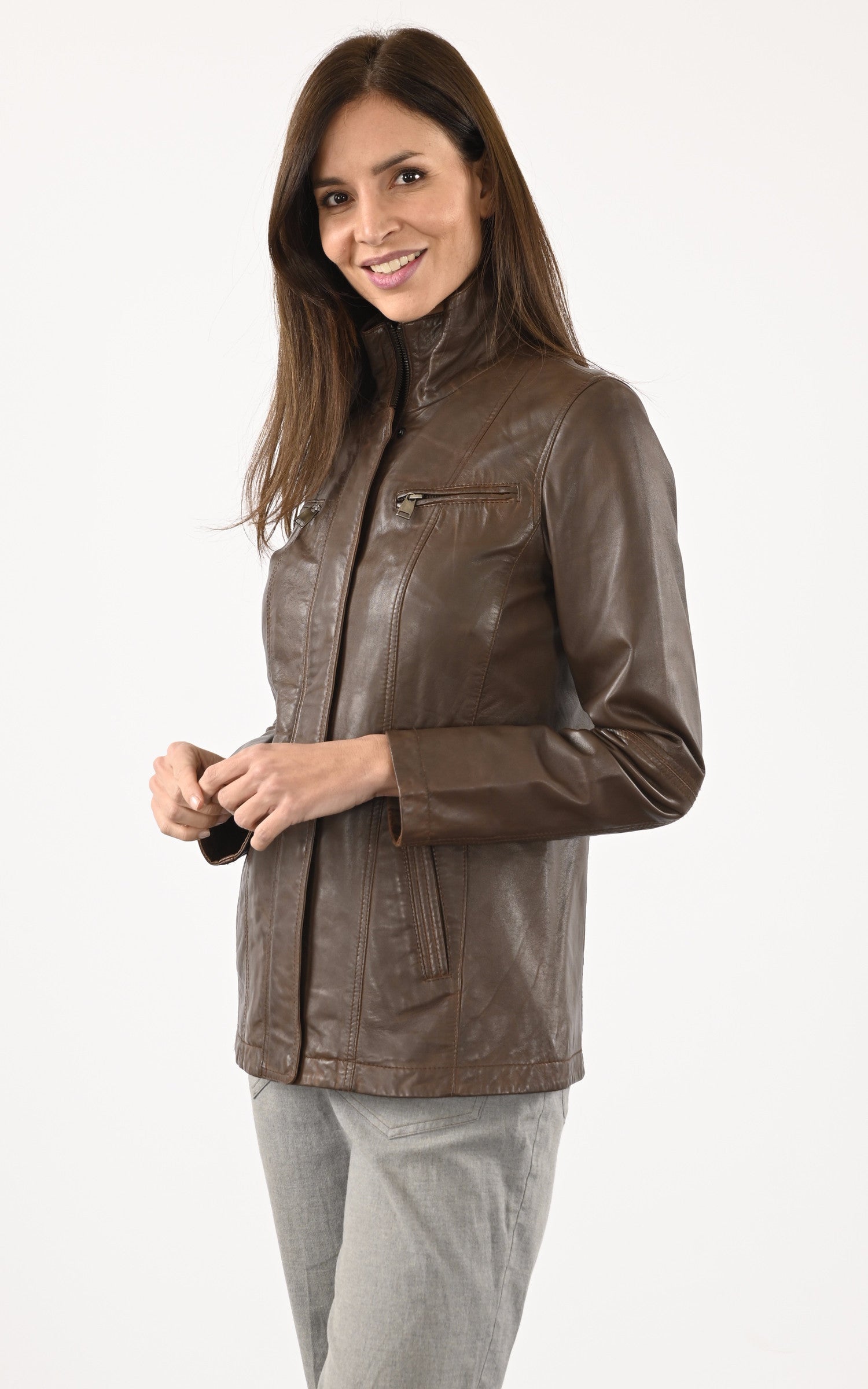 A "ZURICH-3" Marron La Canadienne Veste Femme closed photo