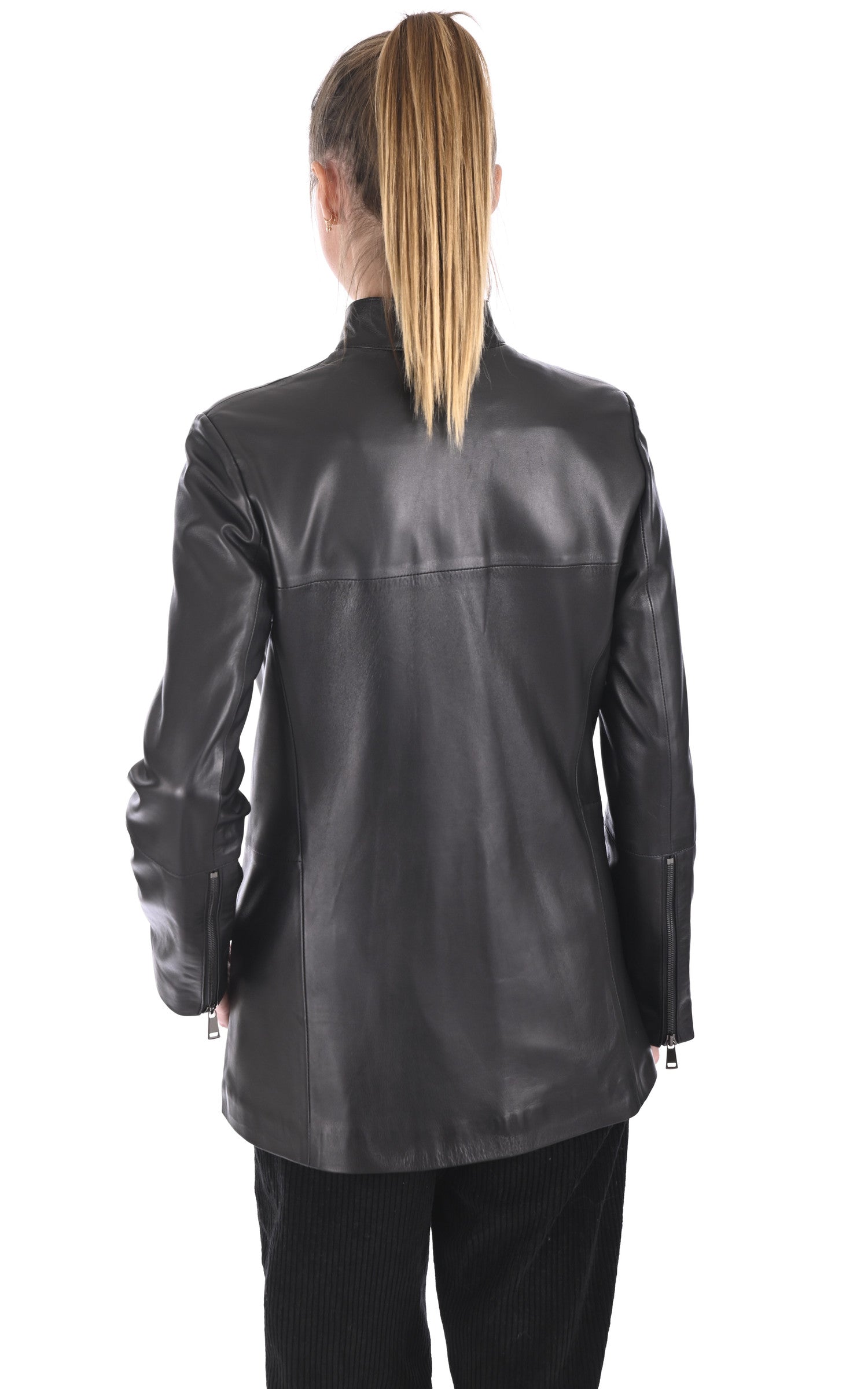 A "NATY FF" Noir La Canadienne Veste Femme back photo
