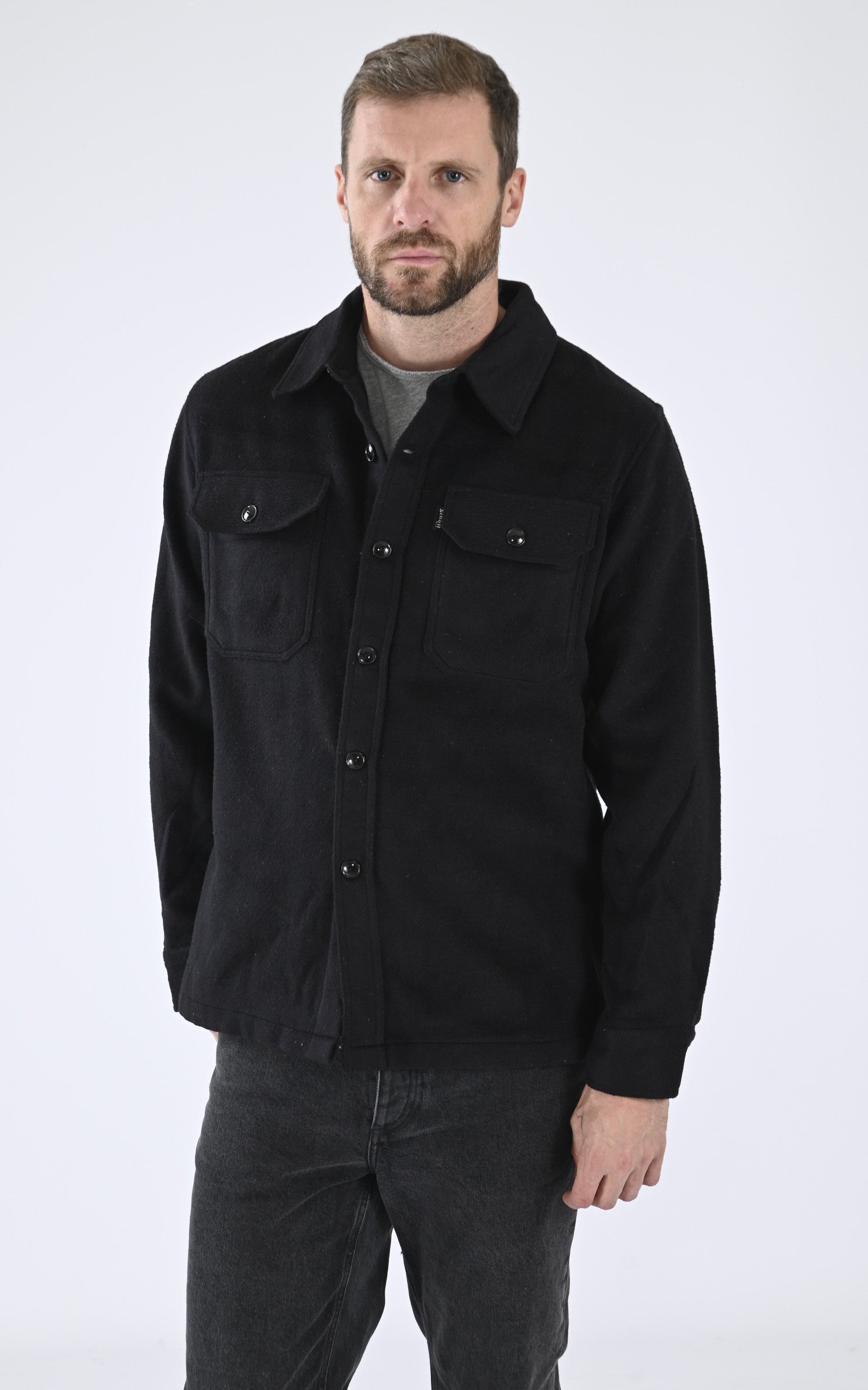 A "SH CARL 3" Noir Schott Chemise Homme closed photo
