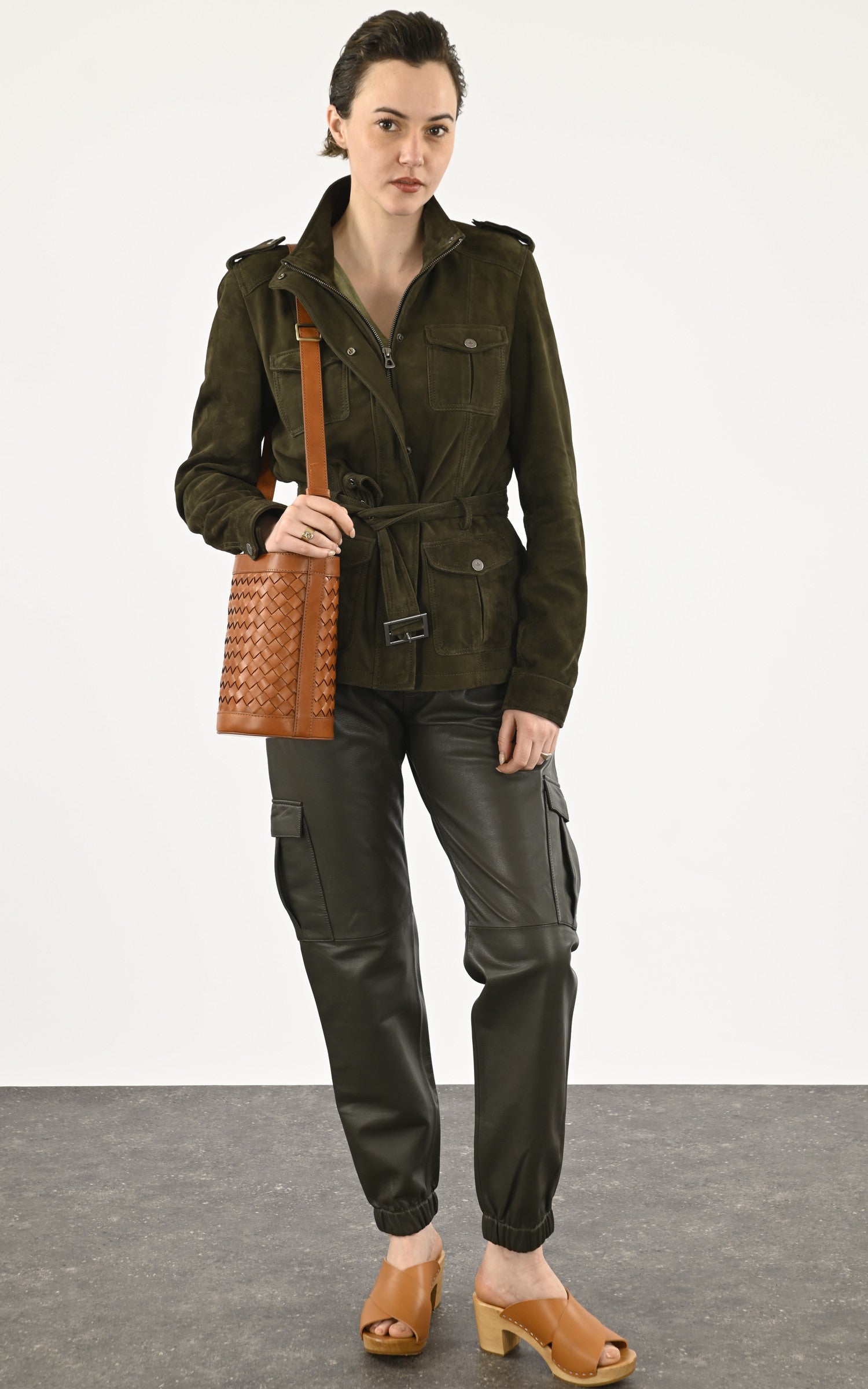 A "ARLINE" Cognac Hoof sabots Femme closed photo