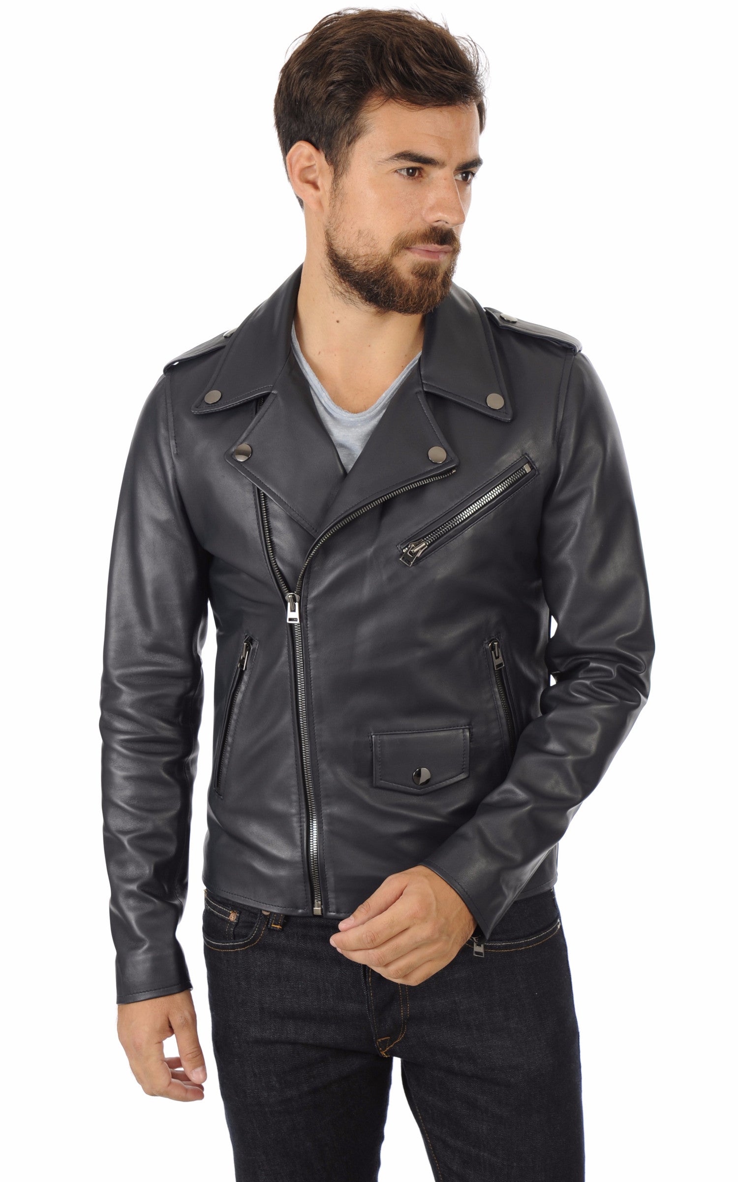 A "SCARO FF" Bleu Marine La Canadienne Perfecto Homme closed photo