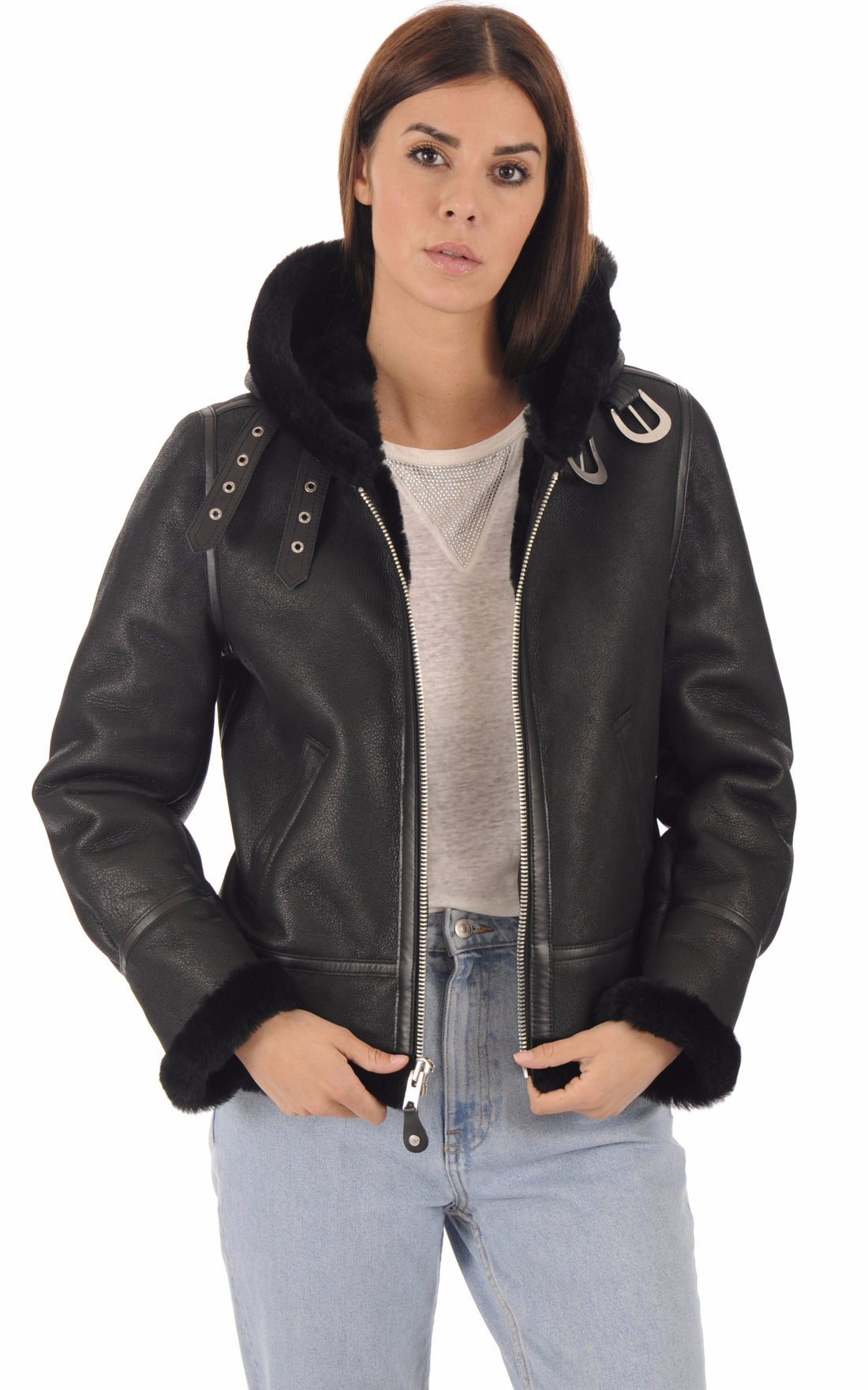 A "LCW1257H" Noir Schott Bombardier Femme opened photo