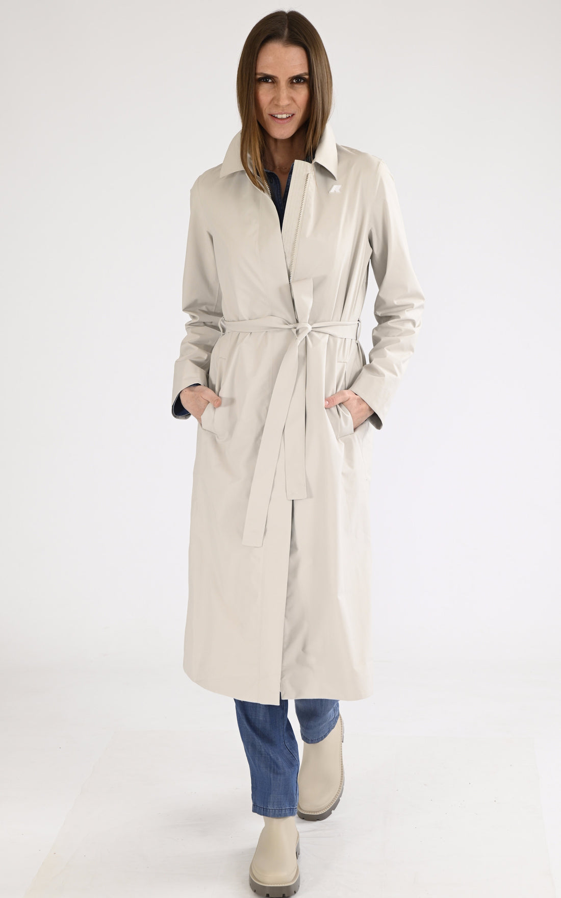 A "BARBRA K61337W" Beige K-Way Manteau Femme opened photo