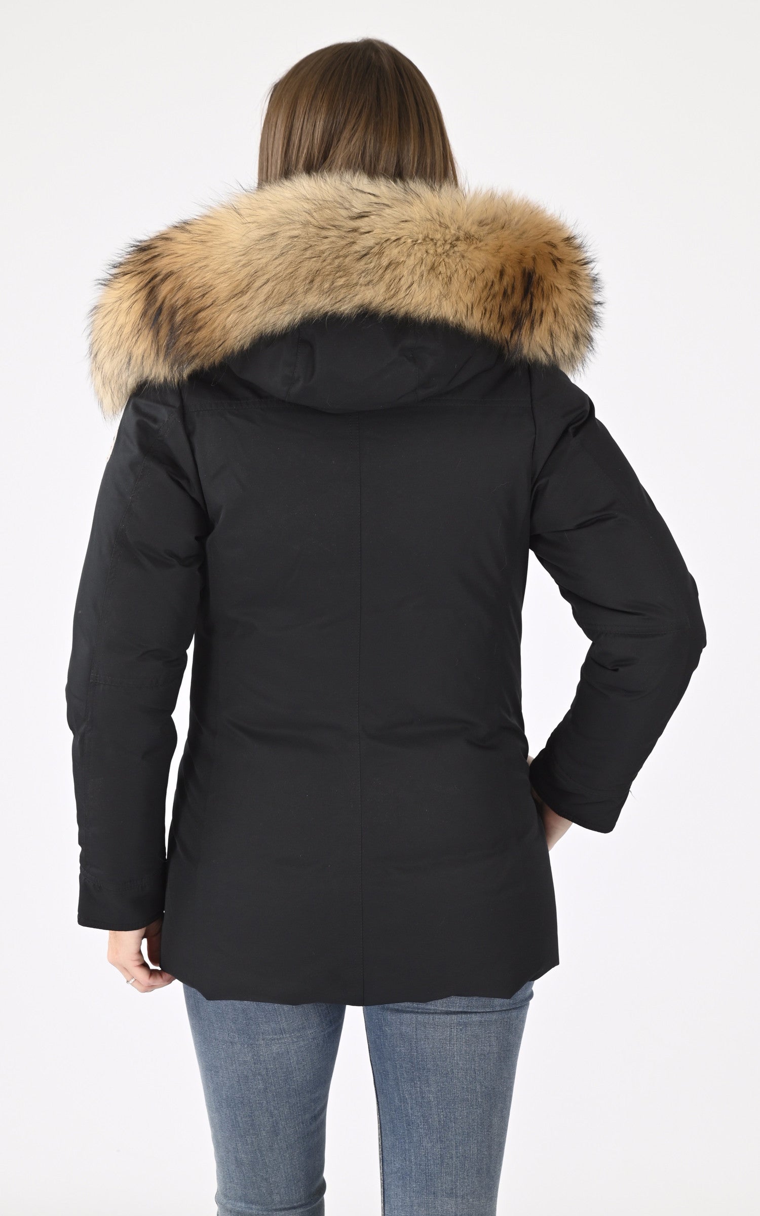 A "BORDEAUX FUR" Noir Pyrenex Ves Doudoune Femme back photo 4
