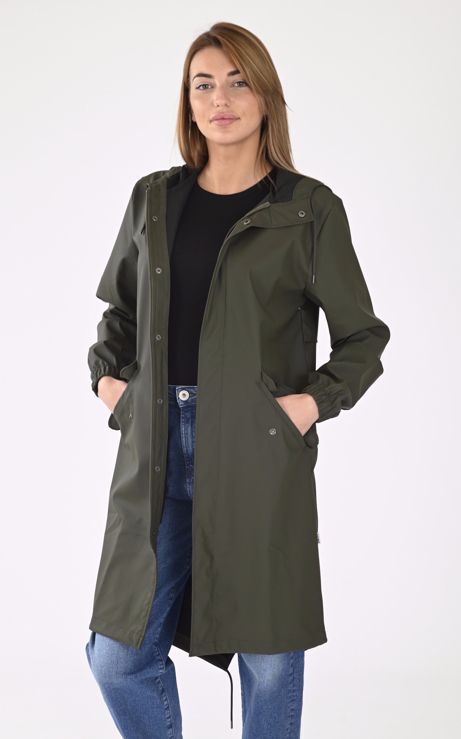 A "18140 FISHTAIL PARKA" Kaki Rains 7/8 Mixte closed photo
