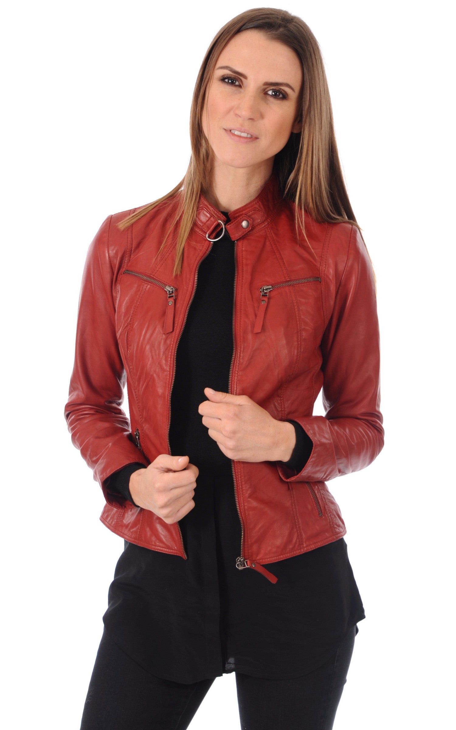 Blouson cuir souple rouge La Canadienne La Canadienne
