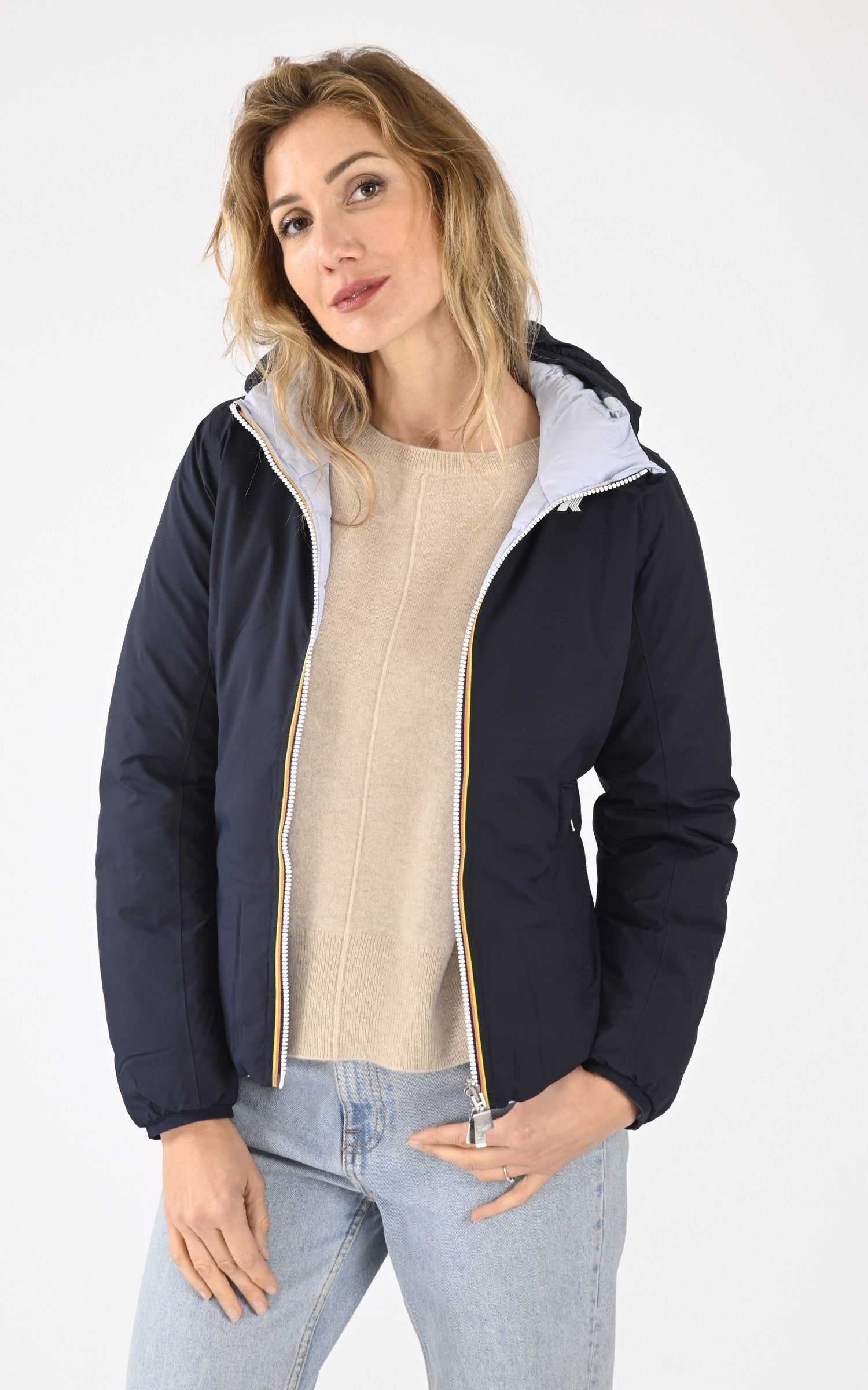 A "LILY ST THERMO DO K8127XW" Bleu Marine K-Way Blouson Femme opened photo