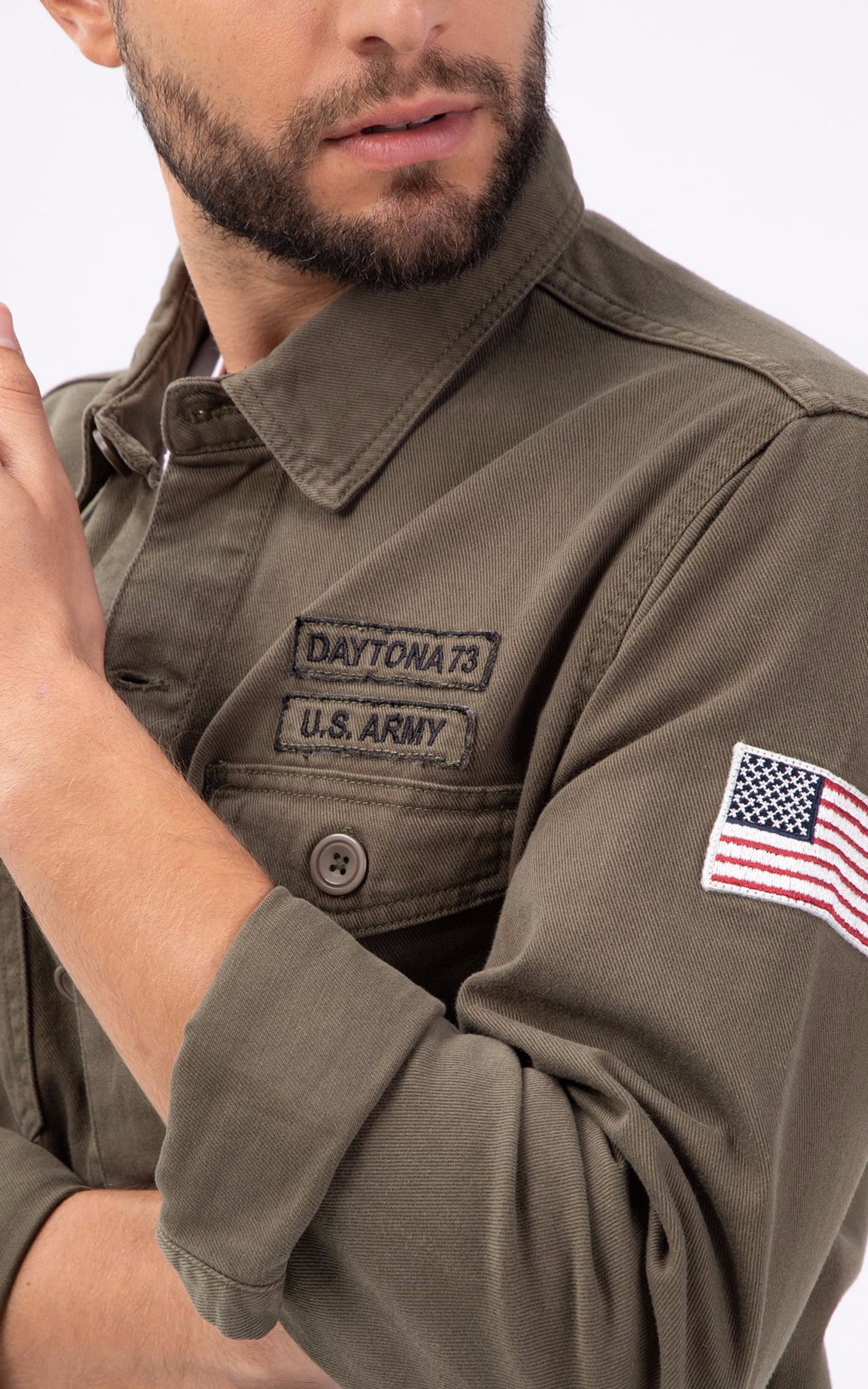 A "JEFFY 102021" Olive Daytona 73 Chemise Homme back photo 4