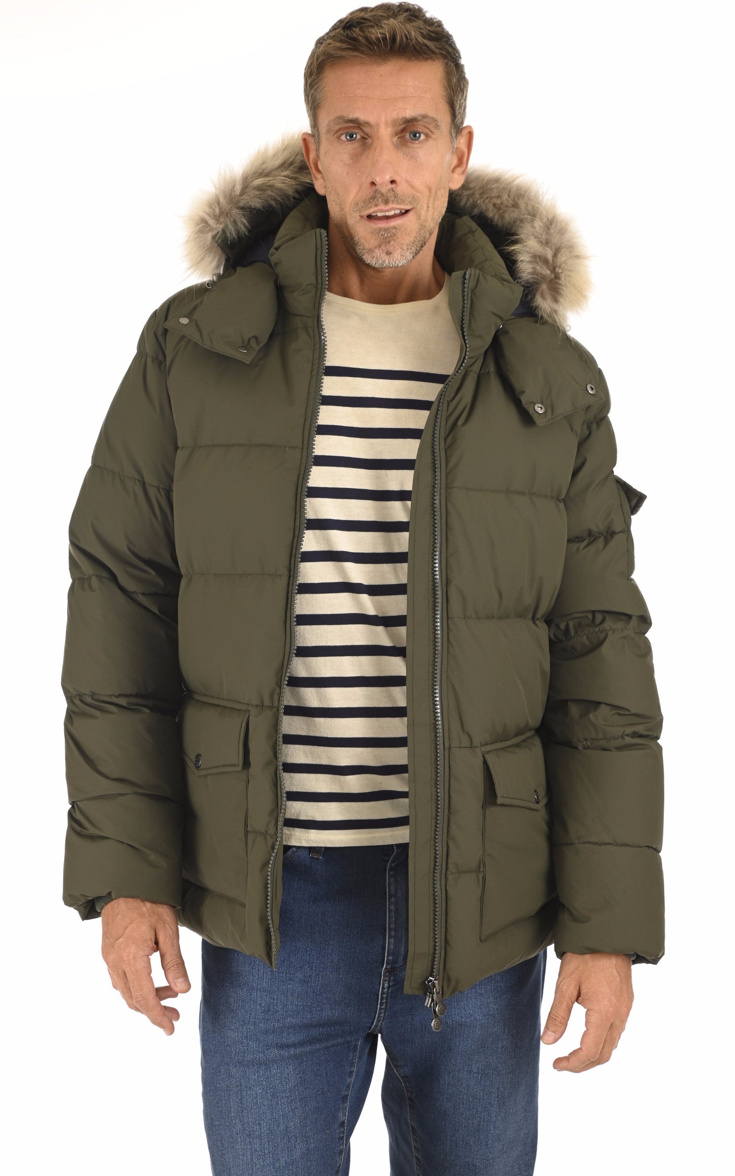 A "AUTHENTIC RIPSTOP FUR" Kaki Pyrenex Ves Doudoune Homme opened photo