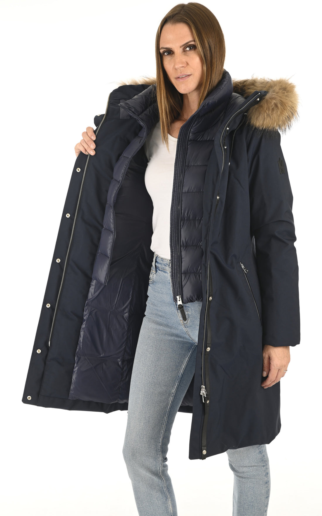 A "SHILOH-F" Navy Mackage 7/8 Doudoune Femme opened photo