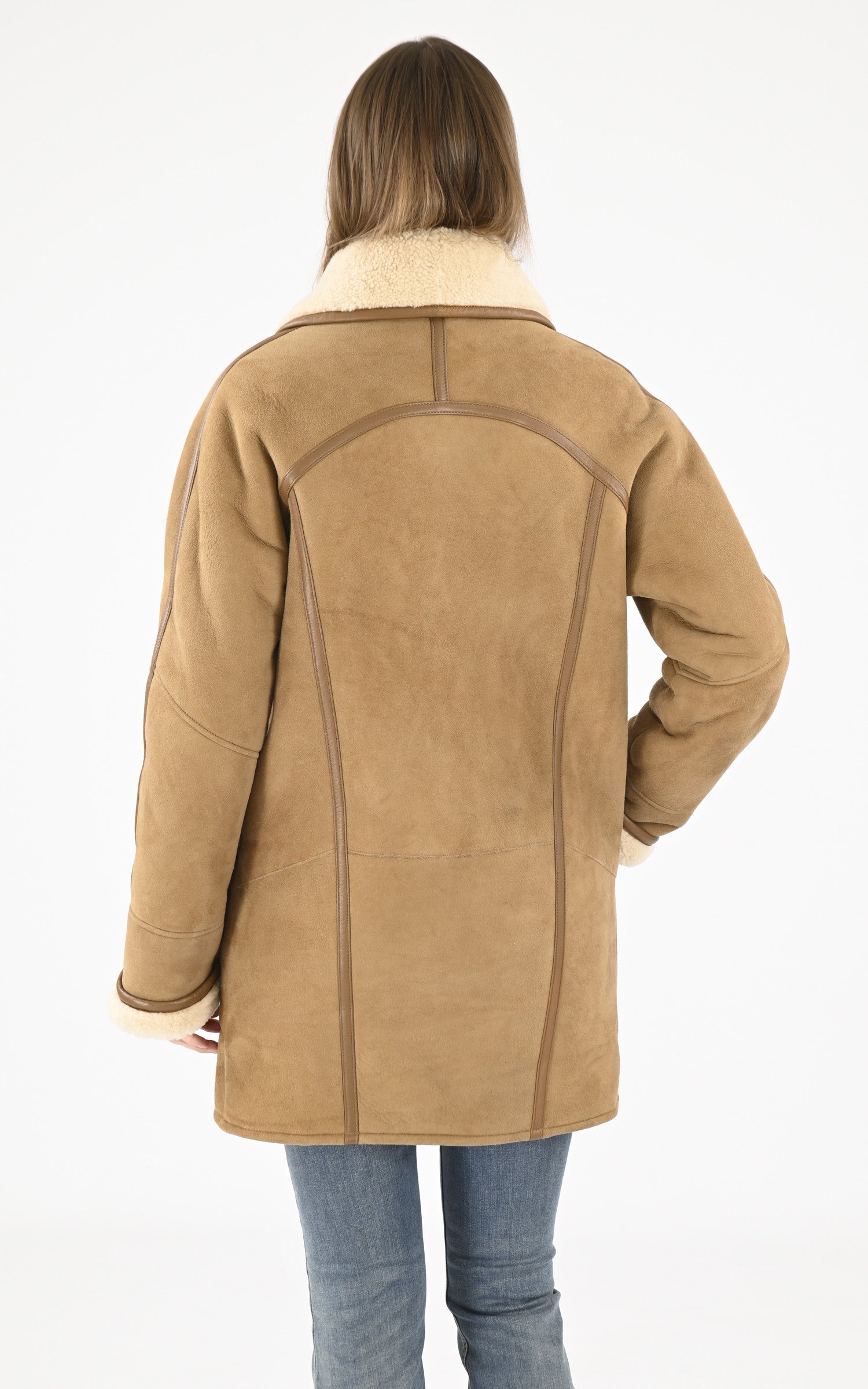 A "SERENA LUNGO" Camel La Canadienne 3/4 Femme back photo 4