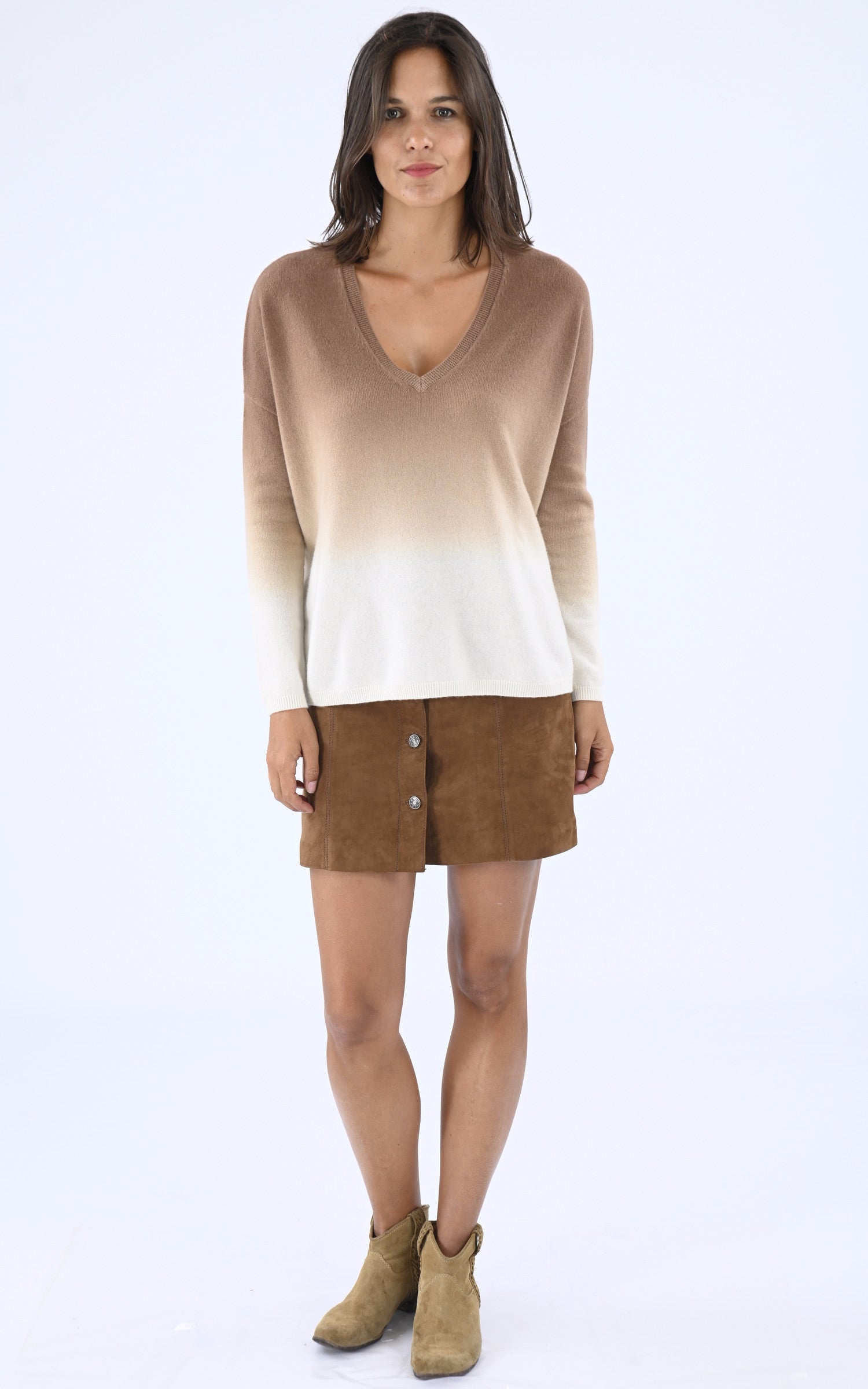 A "MONJACKE" Camel Les Tricots de Léa Pull Femme opened photo