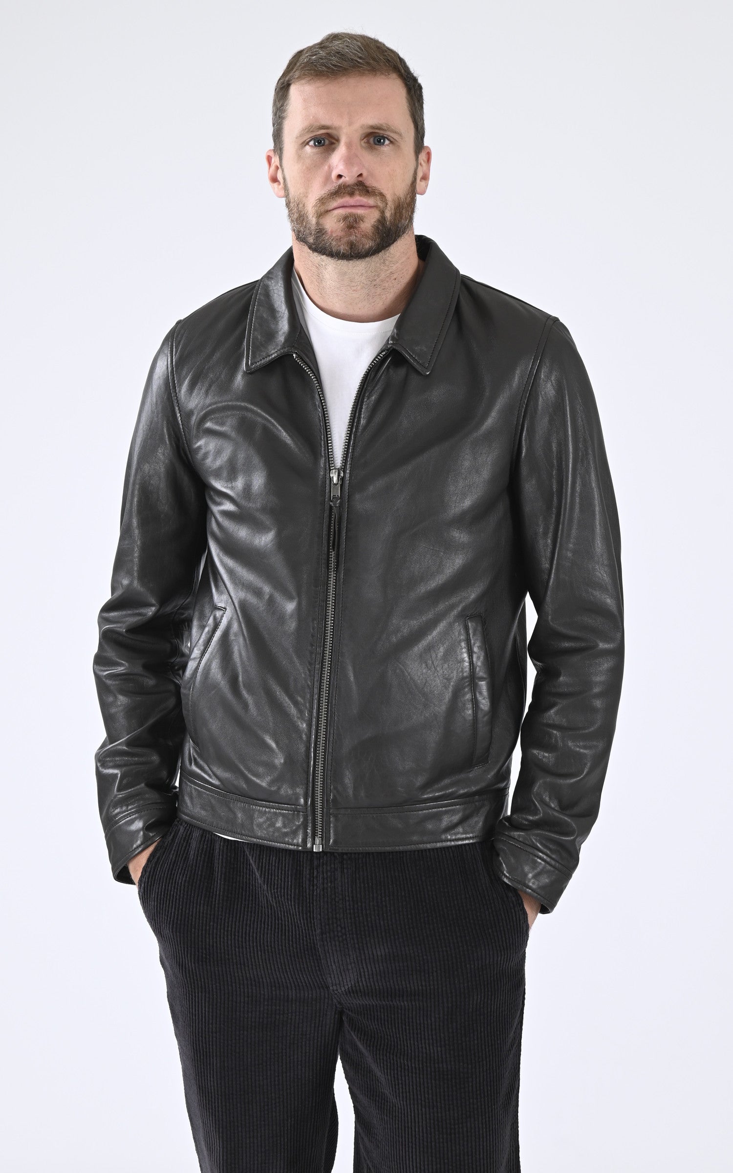 A "TYSON" Marron Serge Pariente Blouson Homme closed photo