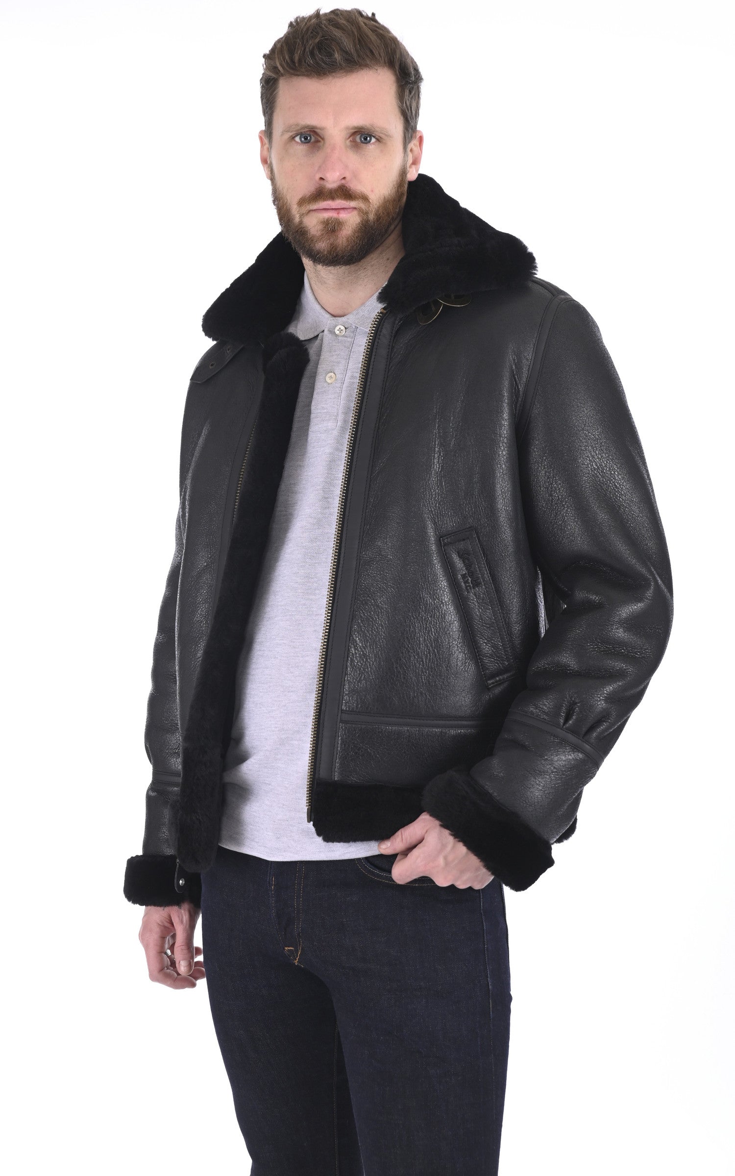 A "LC1259" Noir Schott Bombardier Homme opened photo