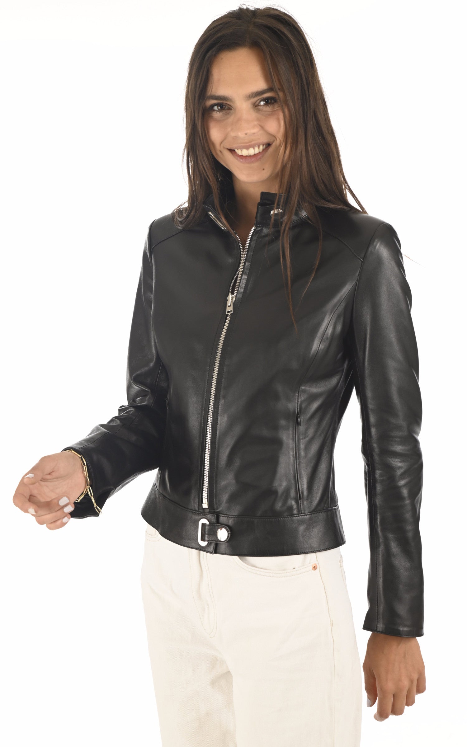 A "NINIS FF" Noir La Canadienne Blouson Femme closed photo