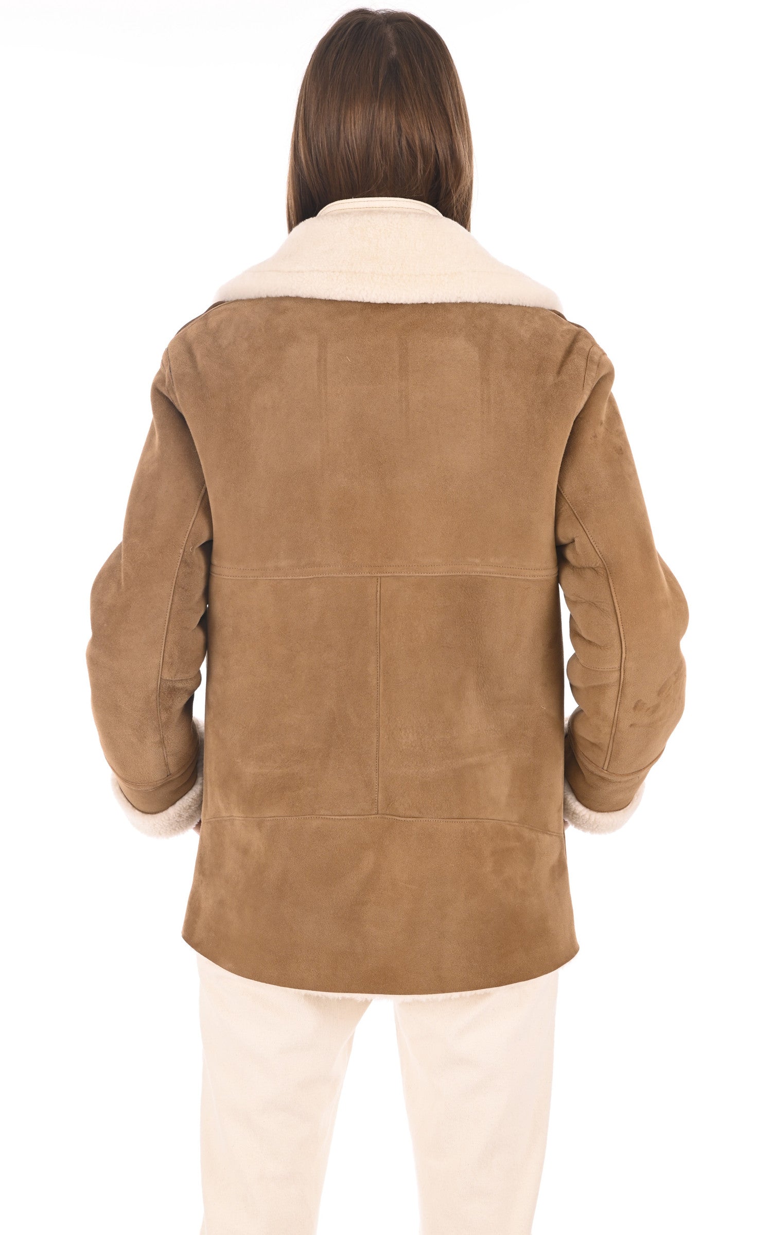 A "ARLANE FF" Camel La Canadienne Veste Femme back photo