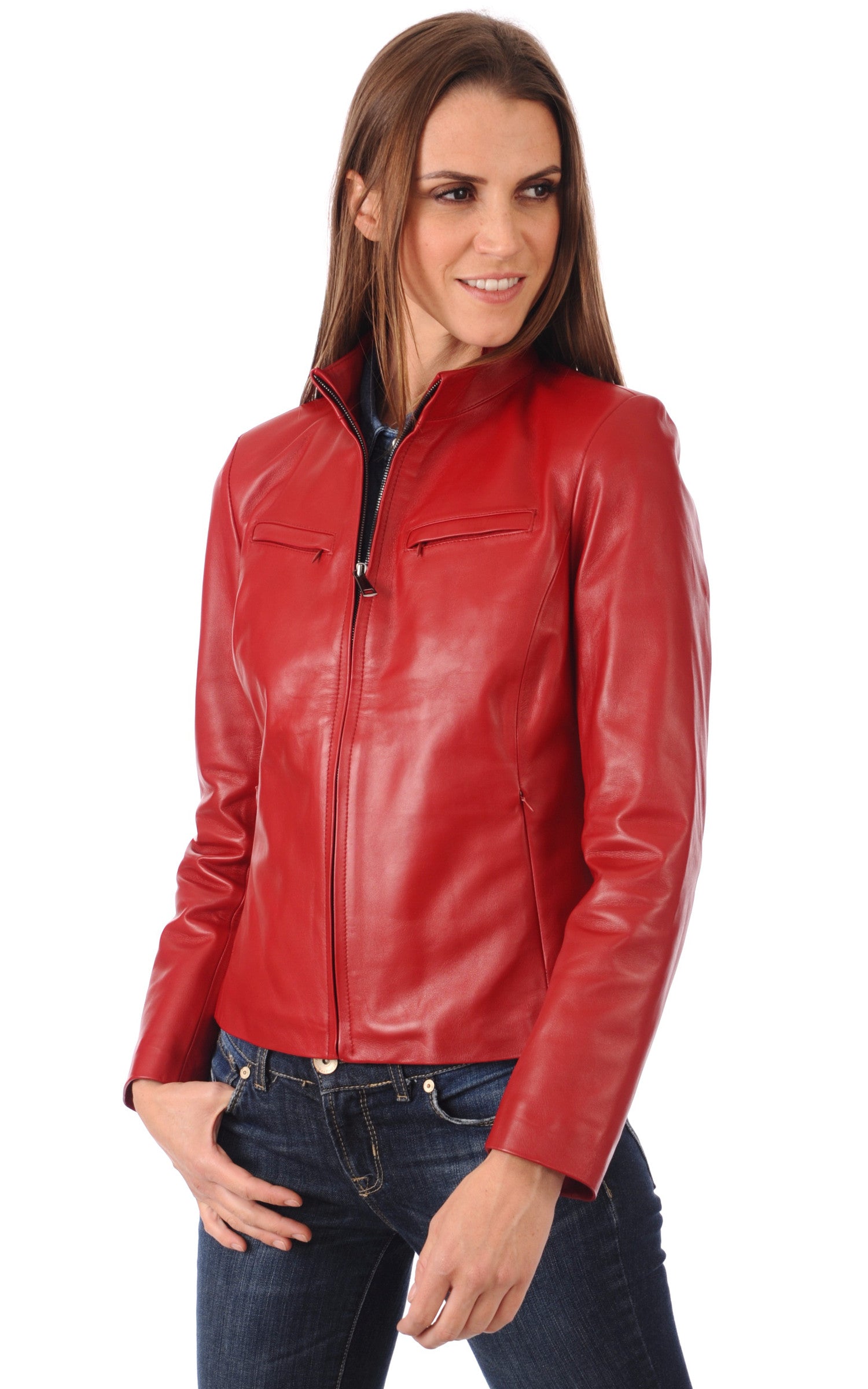A "ANY FF griffes" Rouge La Canadienne Blouson Femme closed photo