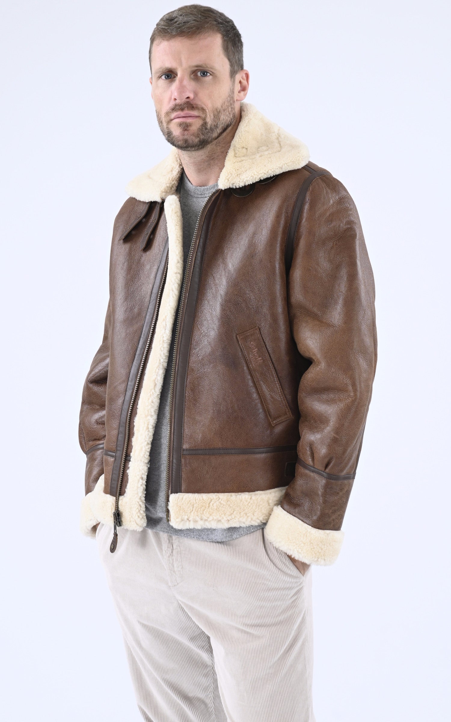 A "LC1259" Mocca Schott Bombardier Homme opened photo
