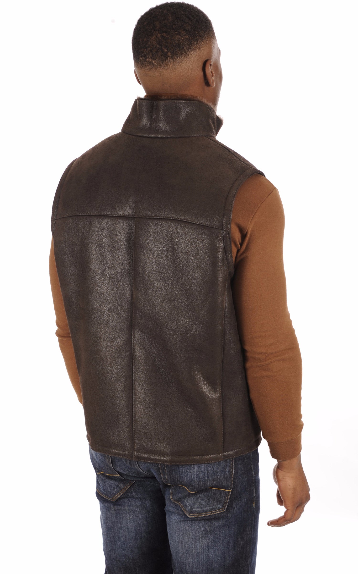 A "JVHT" Marron La Canadienne Gilet Homme back photo